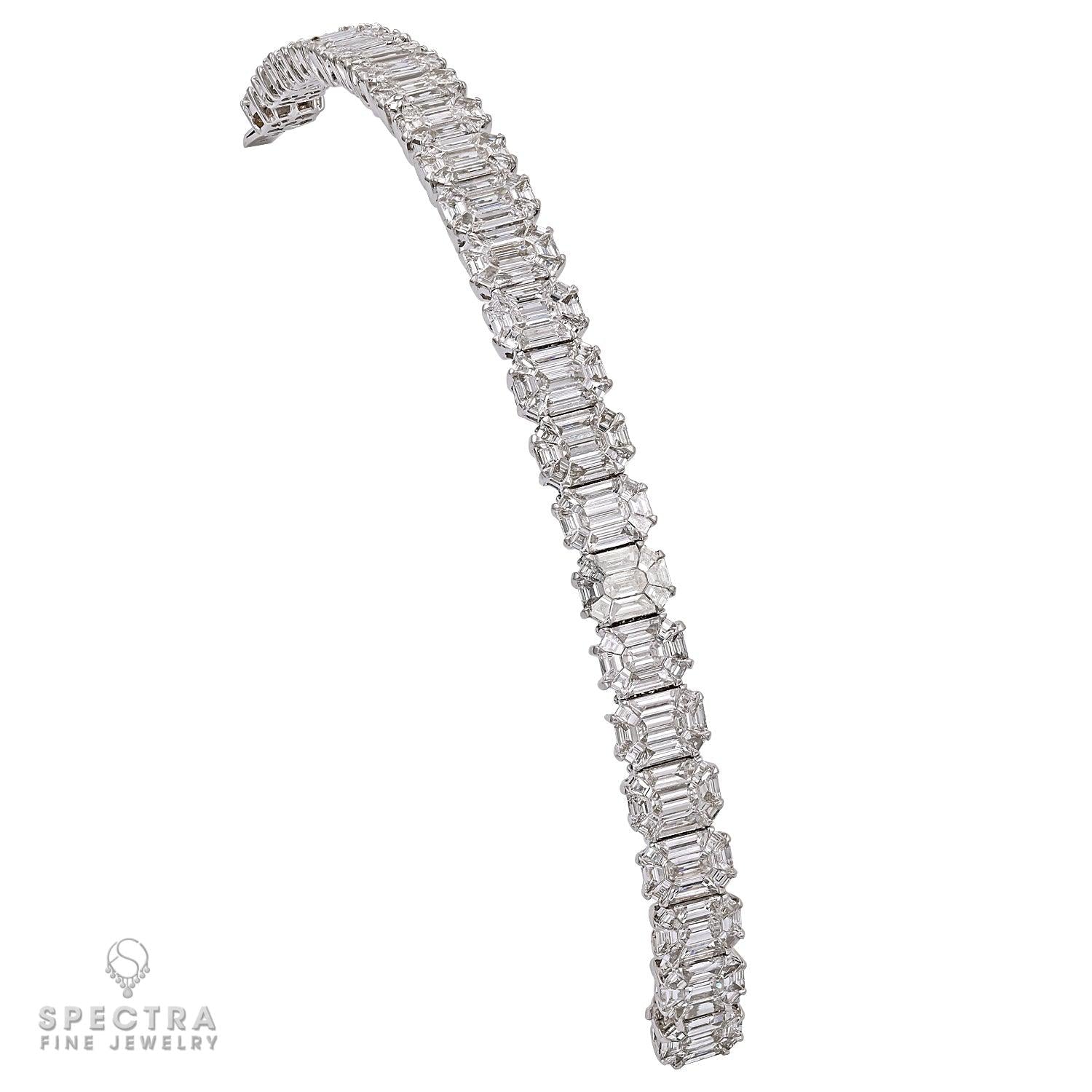 11.37 ct Illusion-Cut Diamond Tennis Bracelet in 18K White Gold – Spectra Fine Jewelry