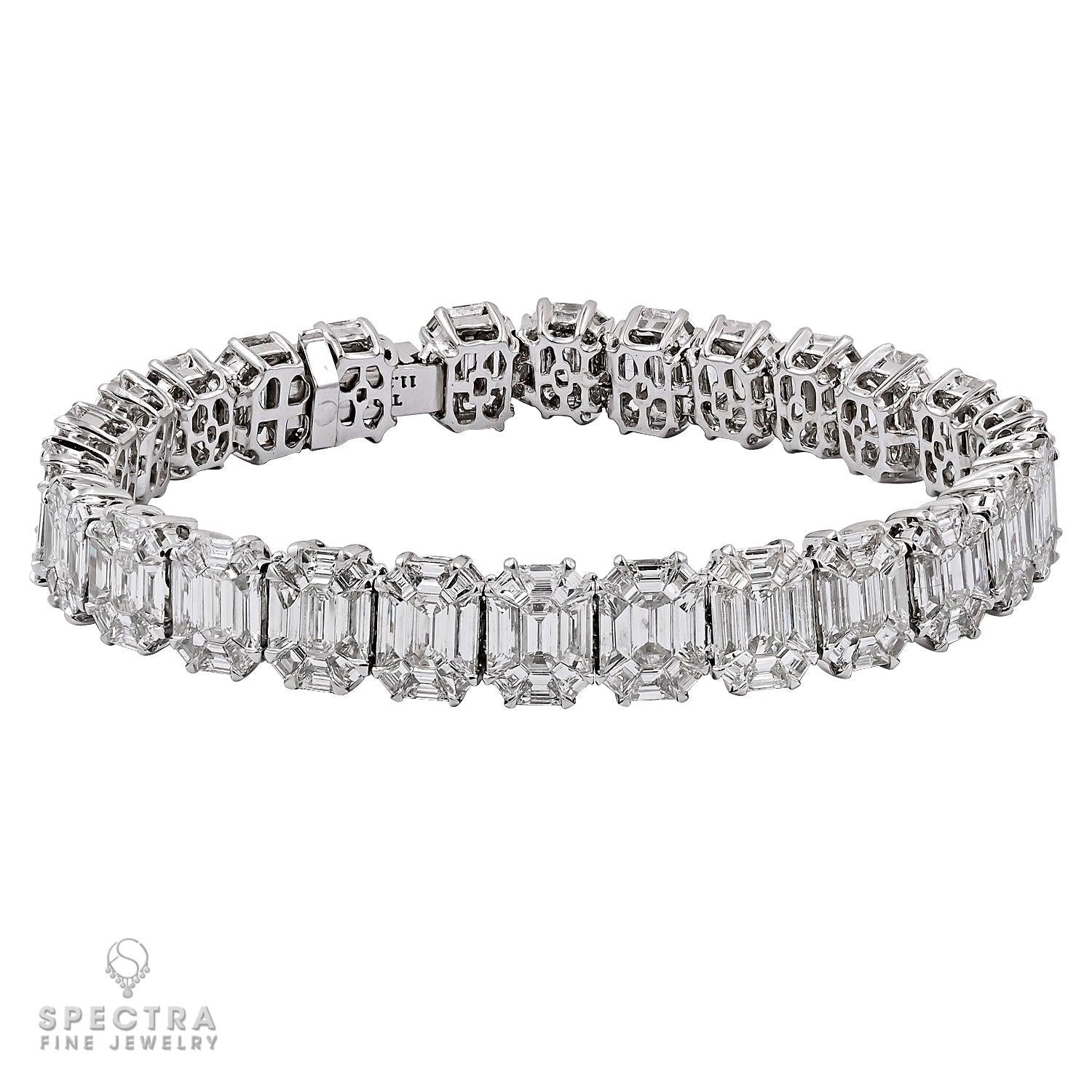 11.37 ct Illusion-Cut Diamond Tennis Bracelet in 18K White Gold – Spectra Fine Jewelry
