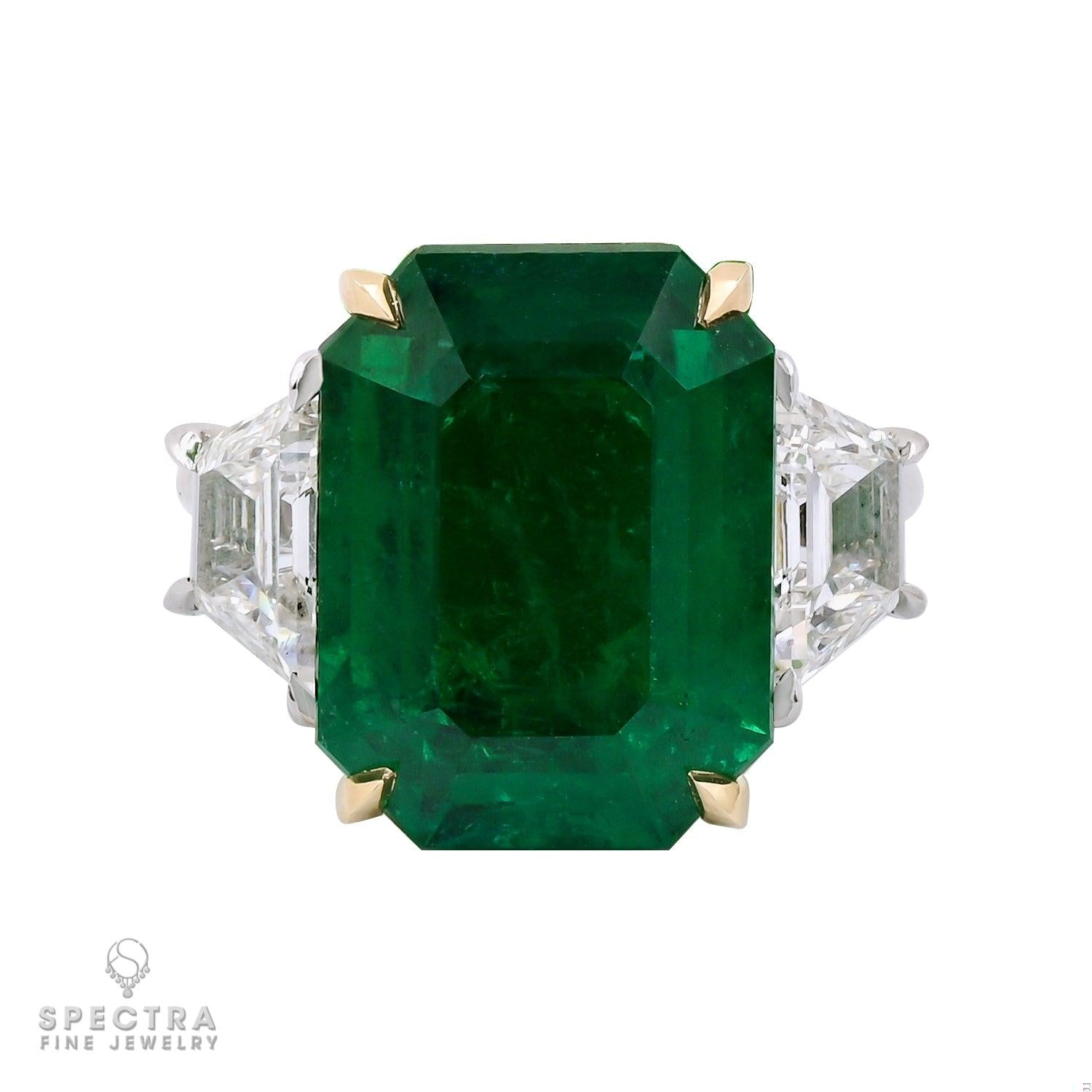 11.68 ct. Emerald Diamond Three-Stone Engagement Ring - Spectra Fine Jewelry