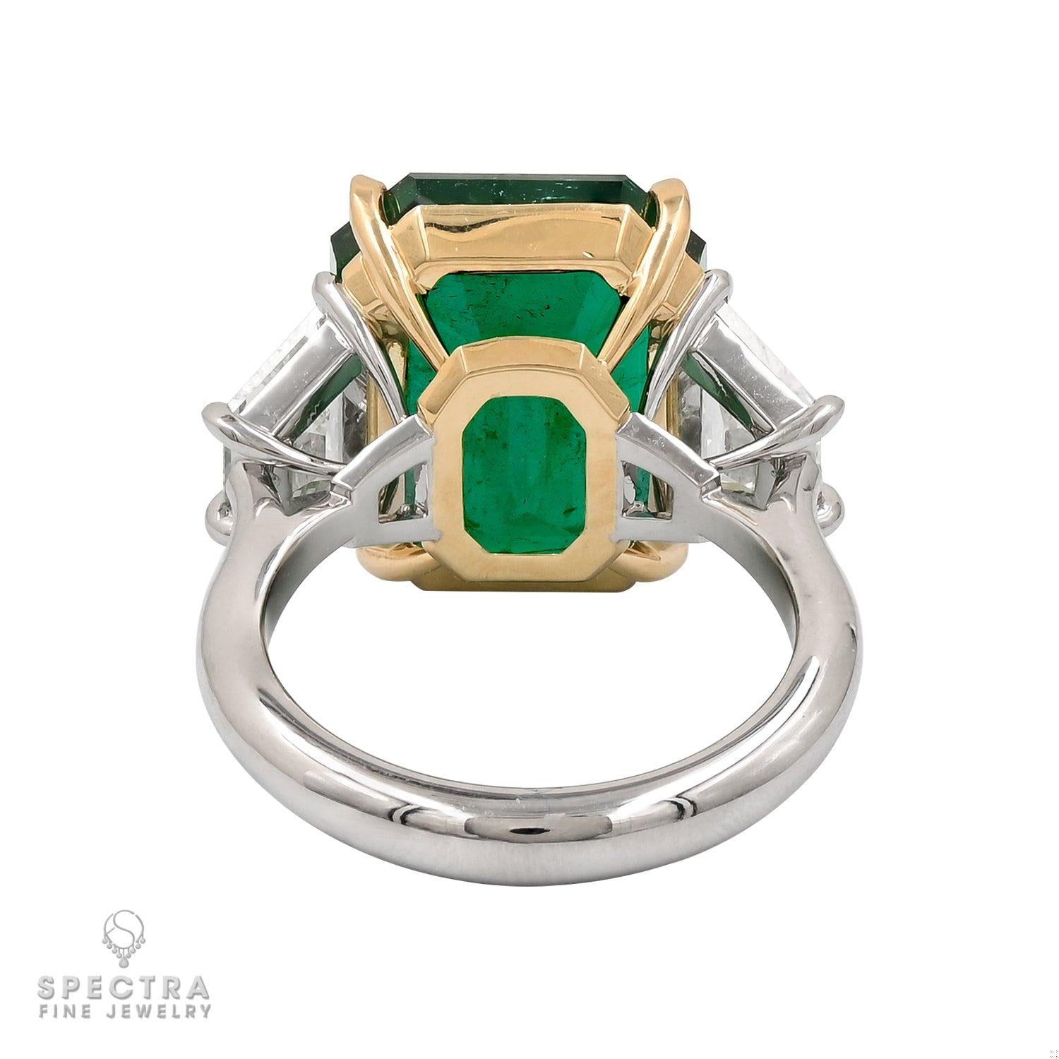 11.68 ct. Emerald Diamond Three-Stone Engagement Ring - Spectra Fine Jewelry