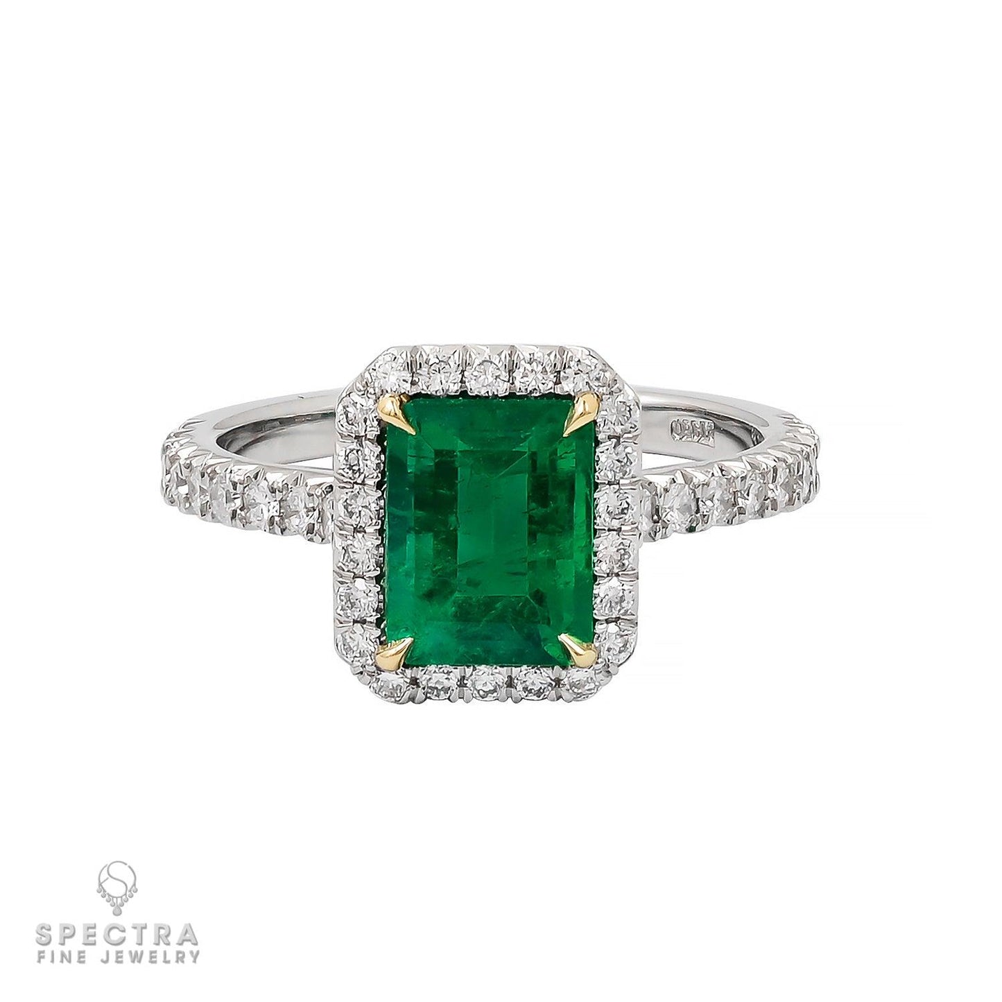 Spectra Fine Jewelry 1.47ct Colombian Emerald Diamond Ring