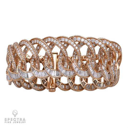 31.33 ct Mixed-Cut Diamond Link Bracelet in 18K Rose Gold – Spectra Fine Jewelry