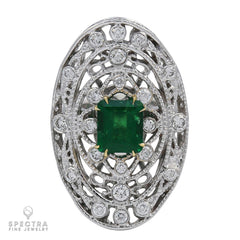Spectra Fine Jewelry 2.18 ct. Colombian Emerald Diamond Cocktail Ring