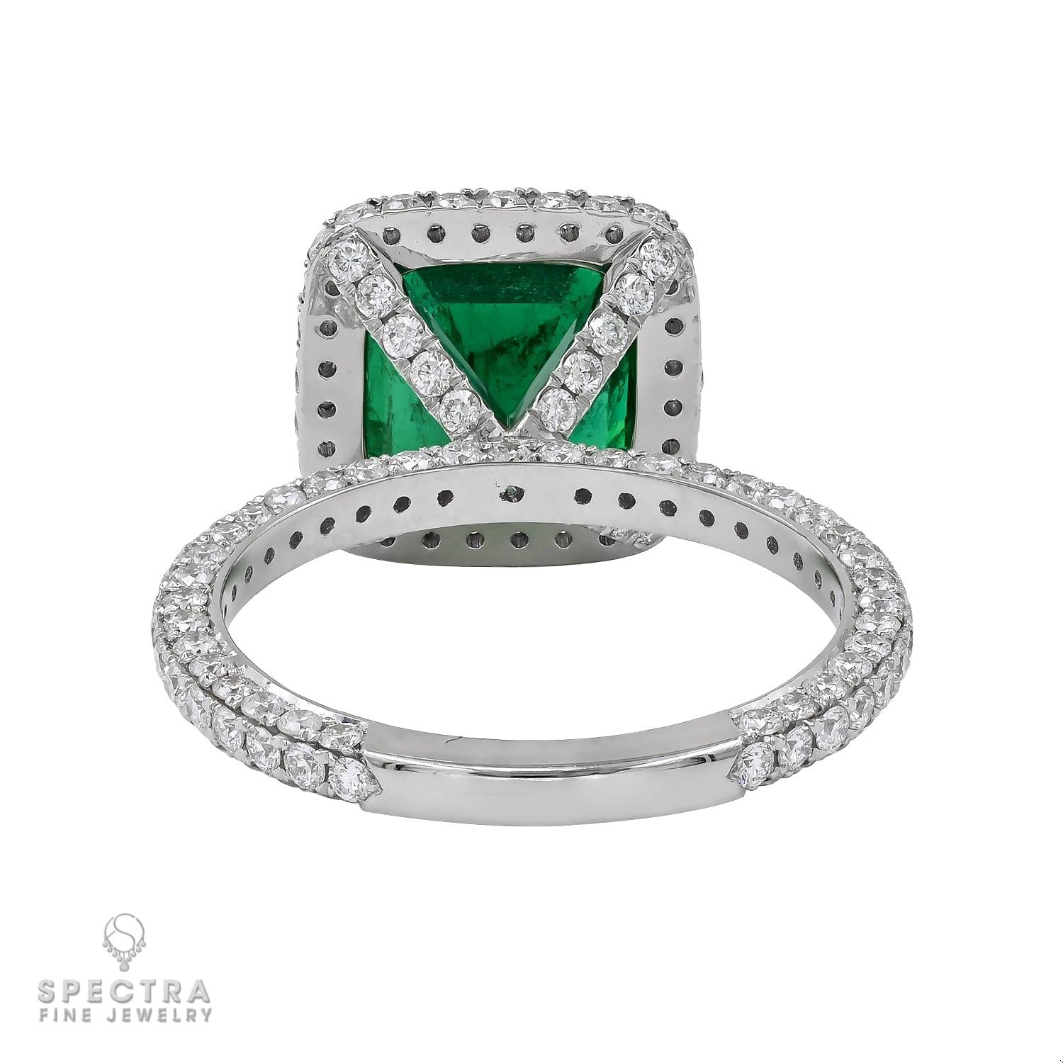 Spectra Fine Jewelry 2.69 Colombian Emerald Diamond Platinum Ring