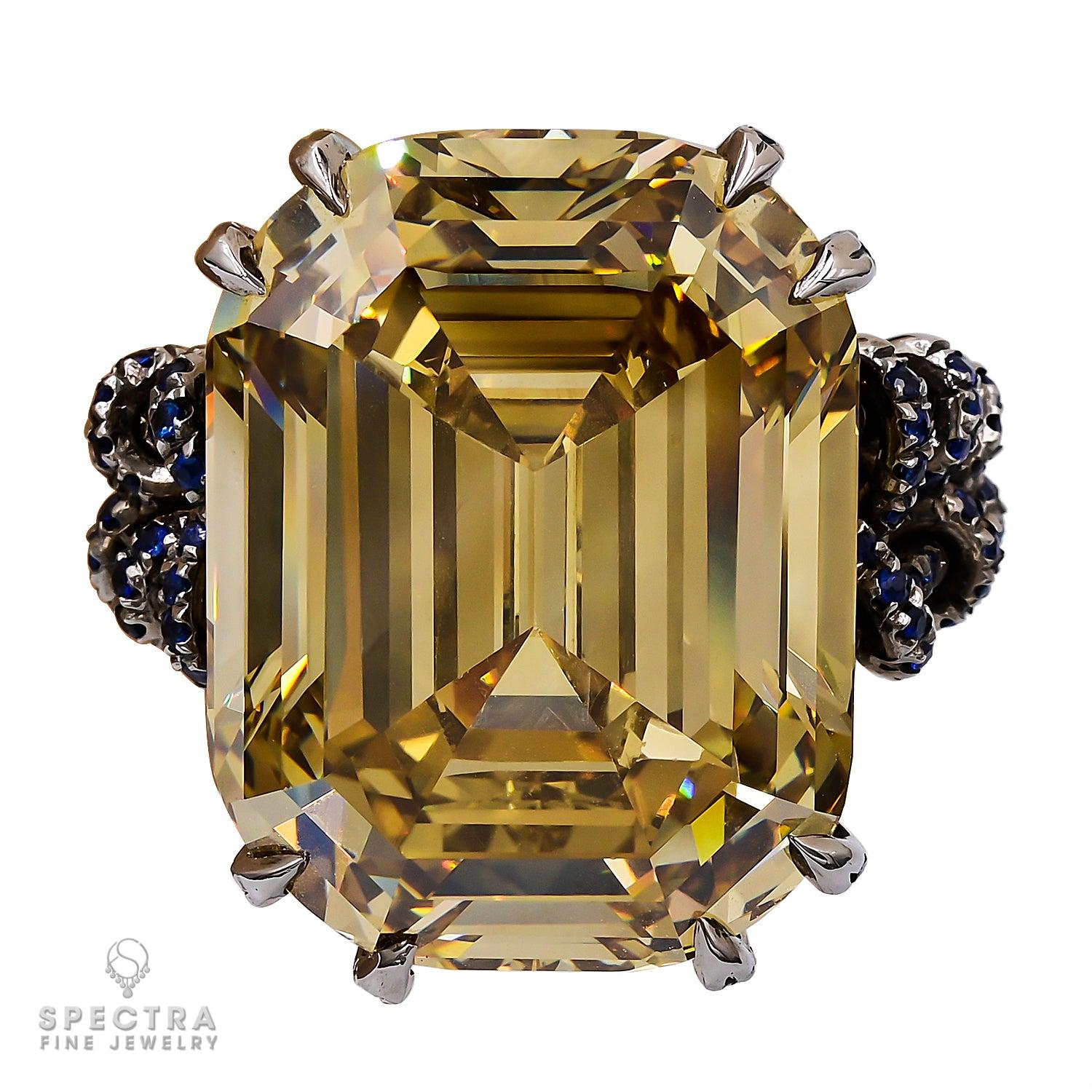 Spectra Fine Jewelry 36.46 ct Emerald Cut Fancy Diamond Cocktail Ring