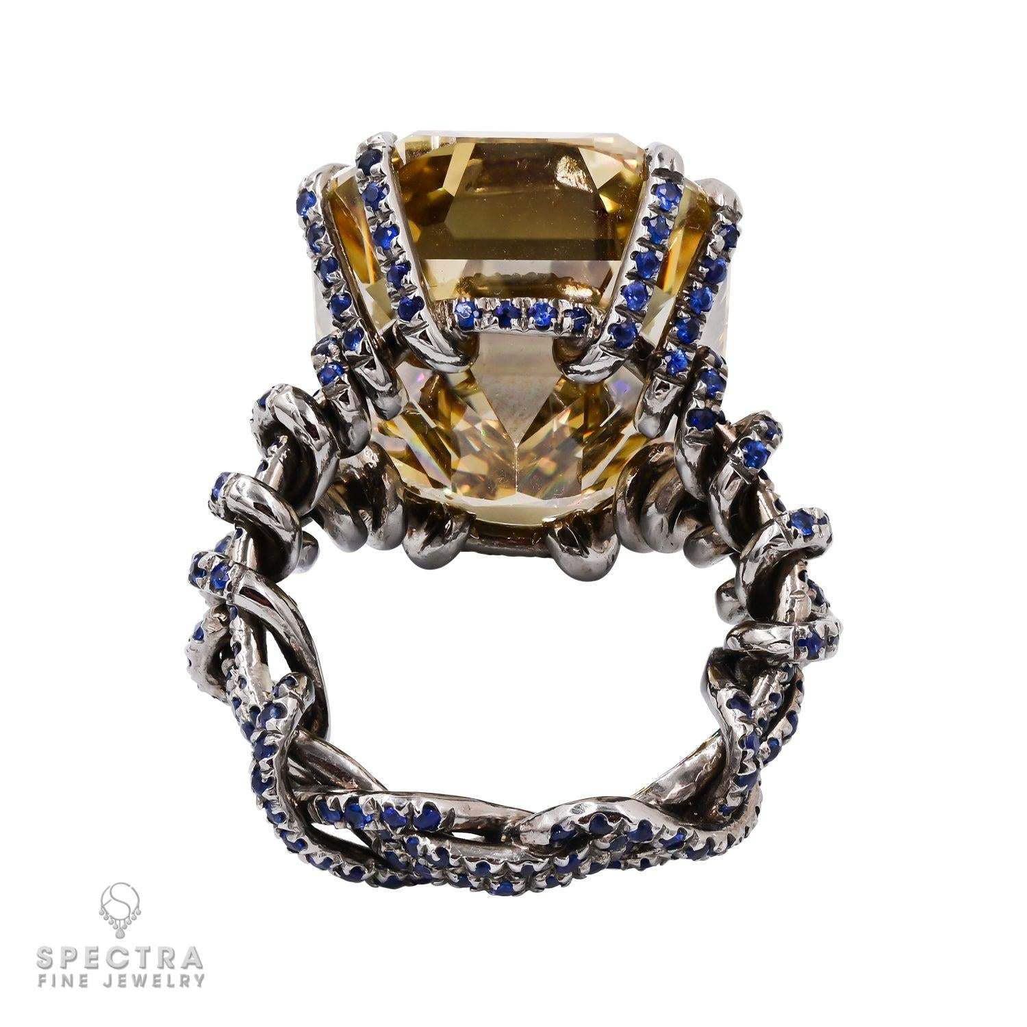 Spectra Fine Jewelry 36.46 ct Emerald Cut Fancy Diamond Cocktail Ring