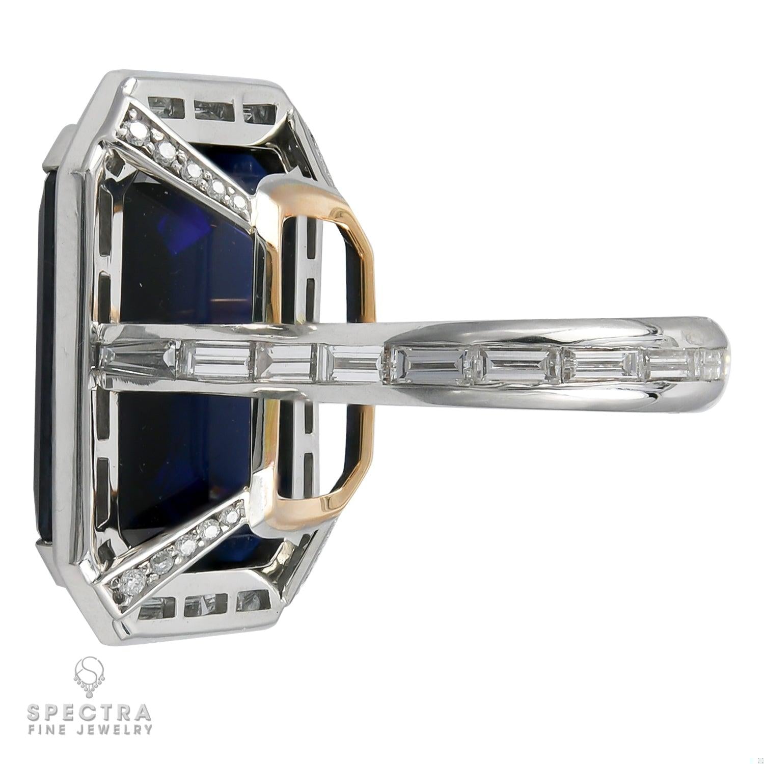 Spectra Fine Jewelry 37.13 ct. Step-Cut Sapphire No Heat Diamond Engagement Ring