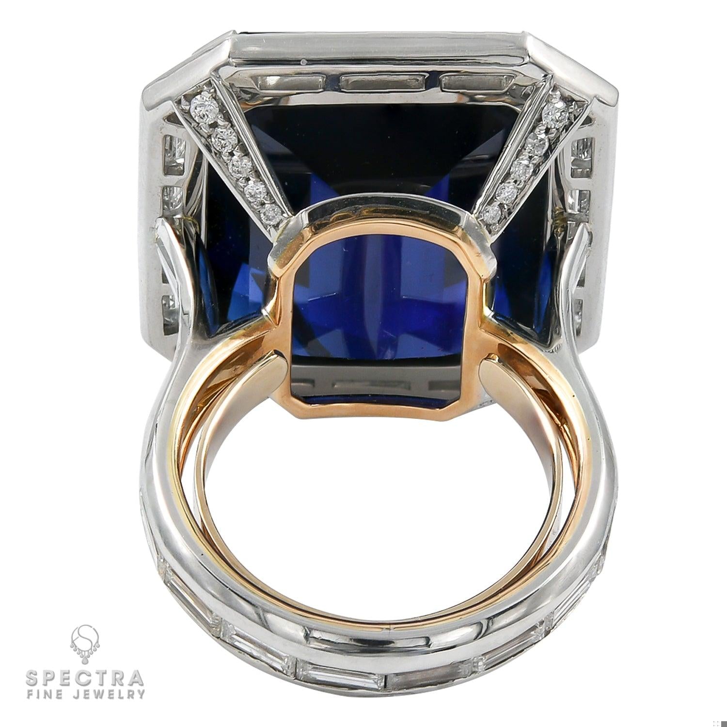 Spectra Fine Jewelry 37.13 ct. Step-Cut Sapphire No Heat Diamond Engagement Ring