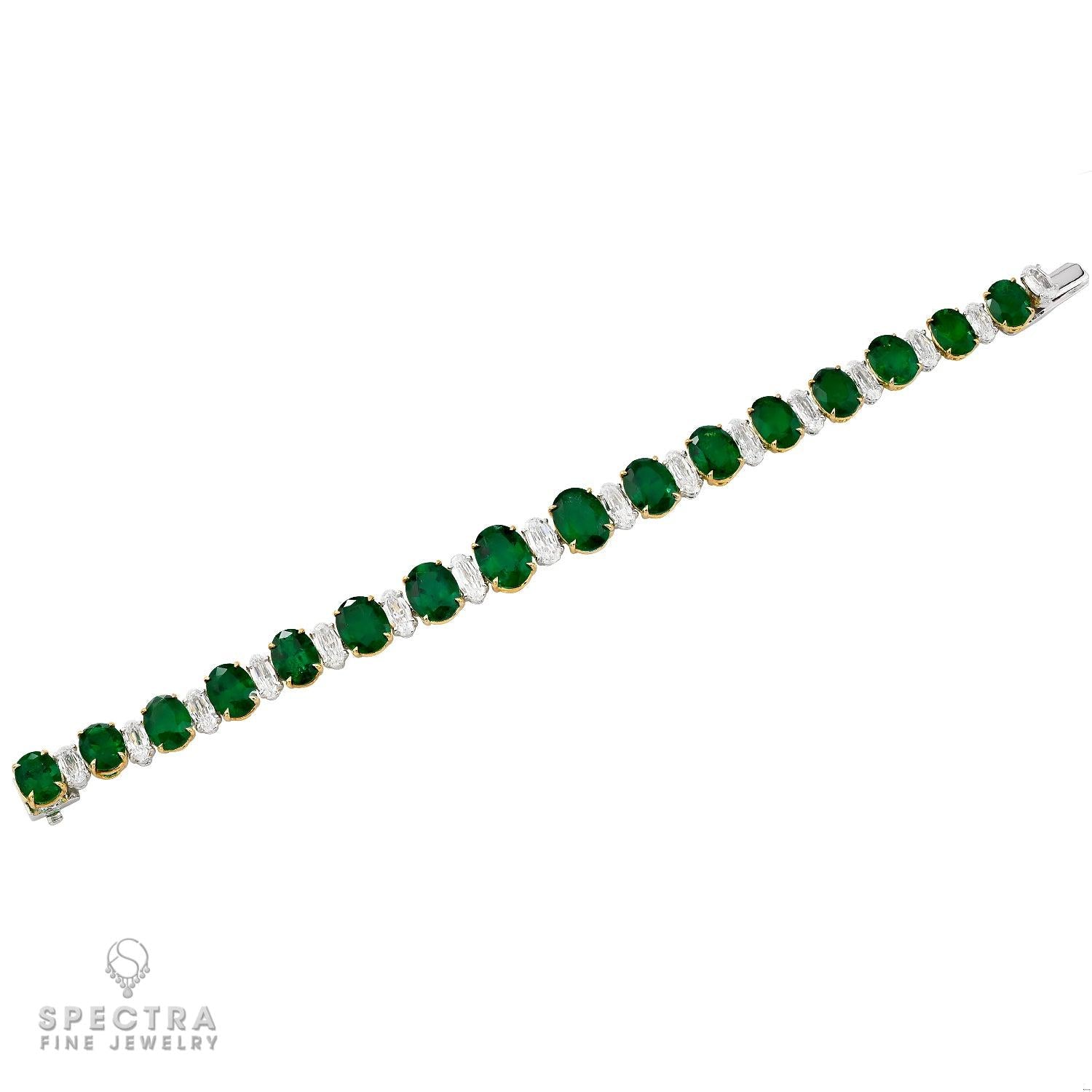 37.24ct Emerald and Diamond Bracelet in 18K Gold – Spectra Fine Jewelry