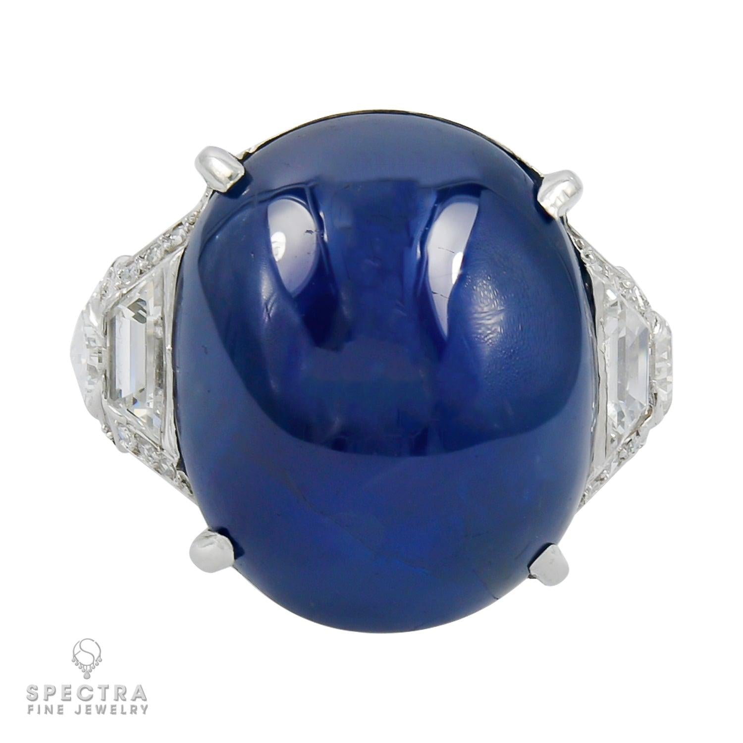 Spectra Fine Jewelry 40.59 cts. Burmese No Heat Sapphire Cabochon Engagement Rin