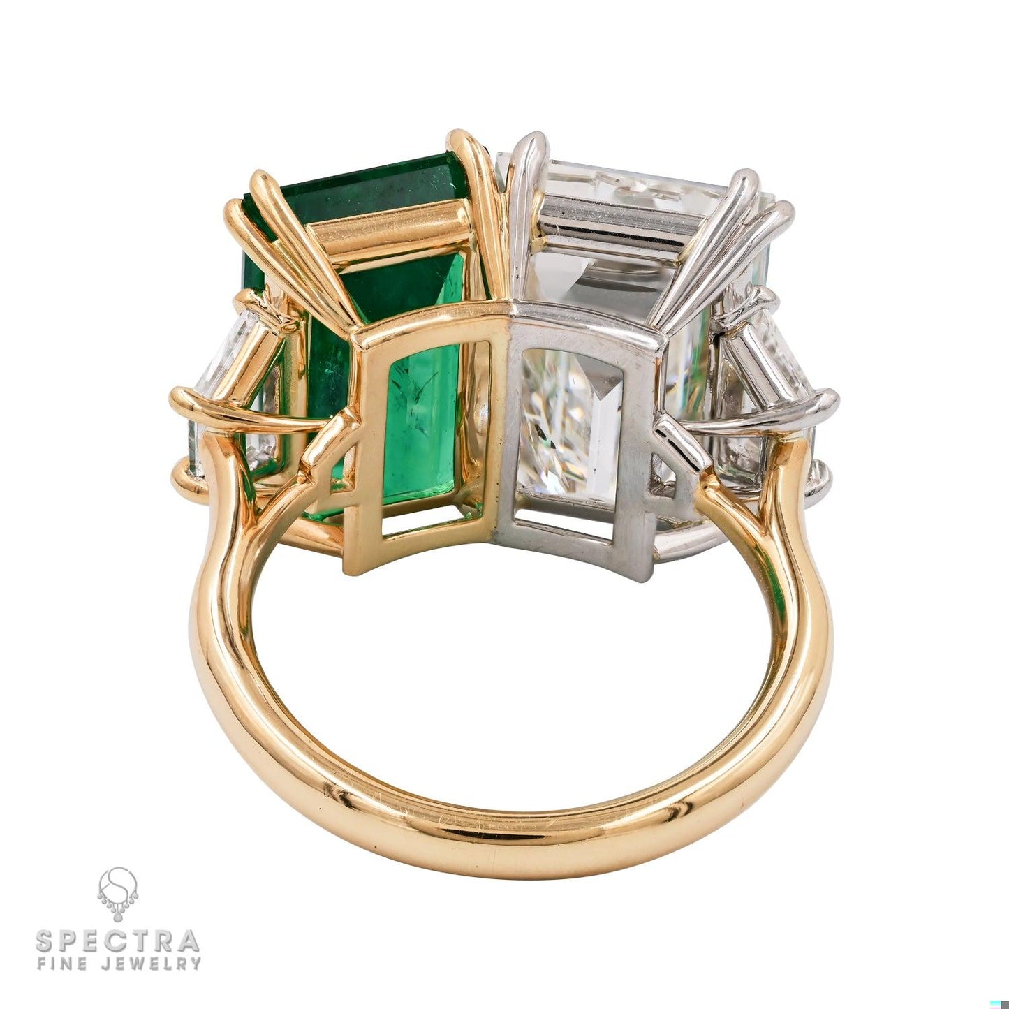 Spectra Fine Jewelry 4.89ct. Emerald and  7.79ct.Diamond Twin Ring