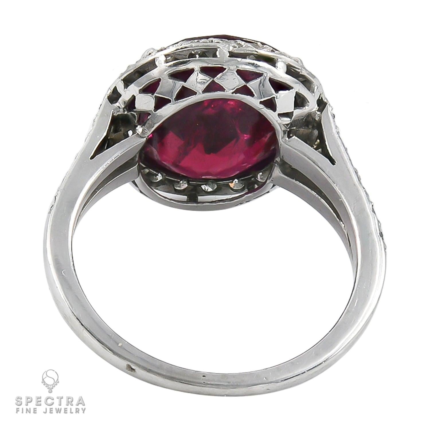 Spectra Fine Jewelry 6.16 cts. Unheated Ruby Diamond Halo Cocktail Engagement Ri
