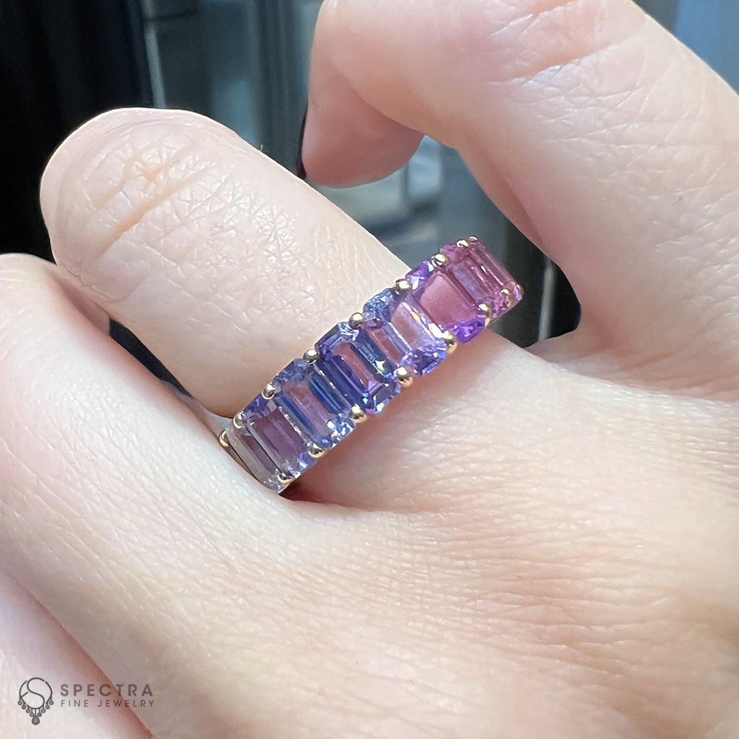 Spectra Fine Jewelry 8.19cts Multi-Color Sapphire Eternity Band