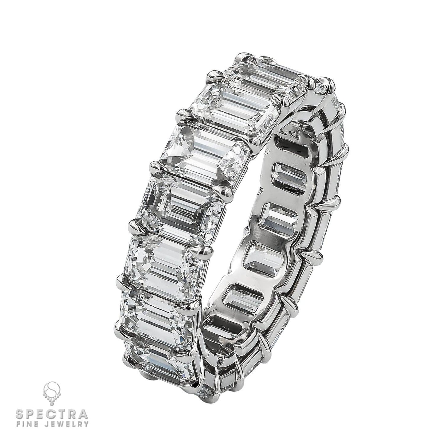 Spectra Fine Jewelry 9.01ct Emerald Cut Diamond Eternity Wedding Band Ring