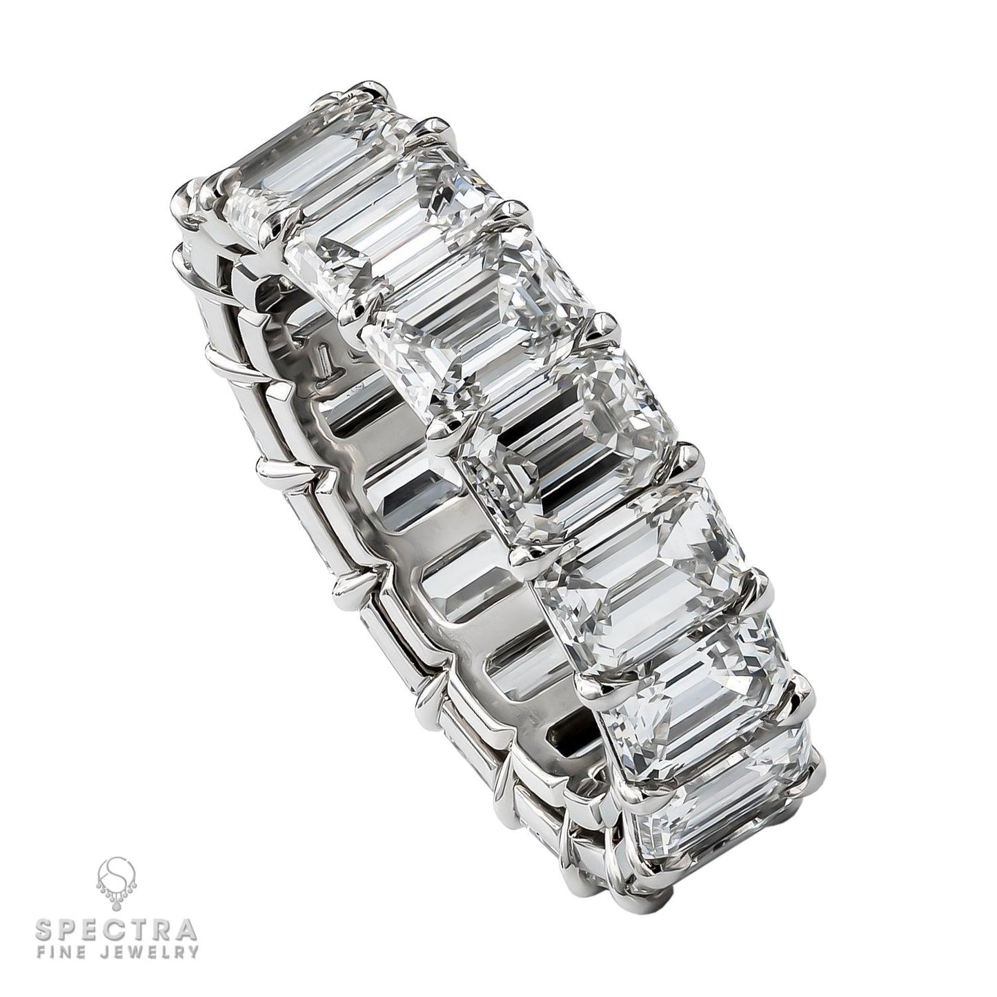 Spectra Fine Jewelry 9.60ct Emerald Cut Diamond Eternity Ring