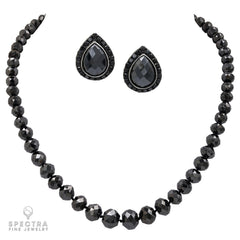 Spectra Fine Jewelry Black Diamond Necklace Earrings Demi Parure Suite