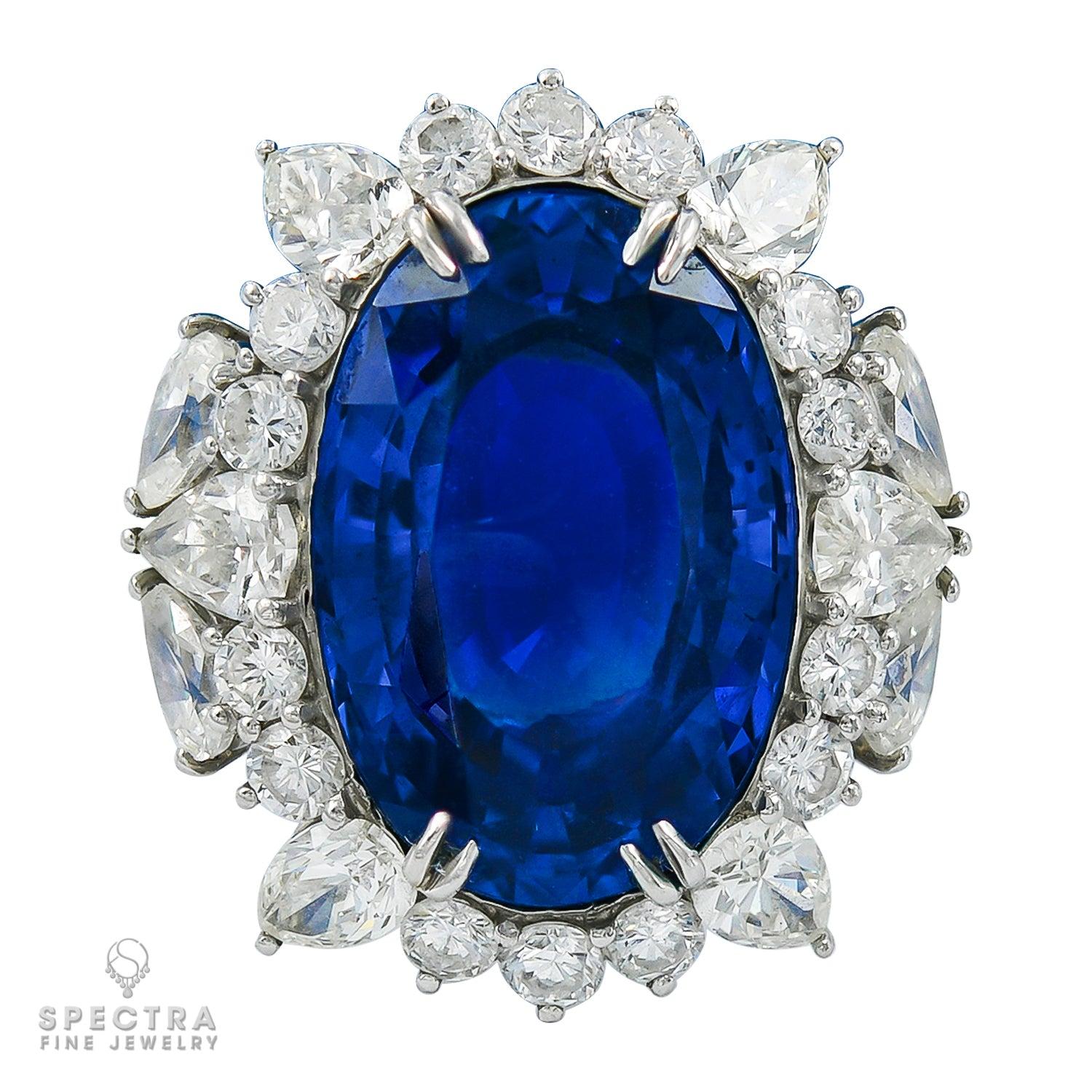 Spectra Fine Jewelry Ceylon Sapphire Diamond Cocktail Engagement Ring 26.19ct