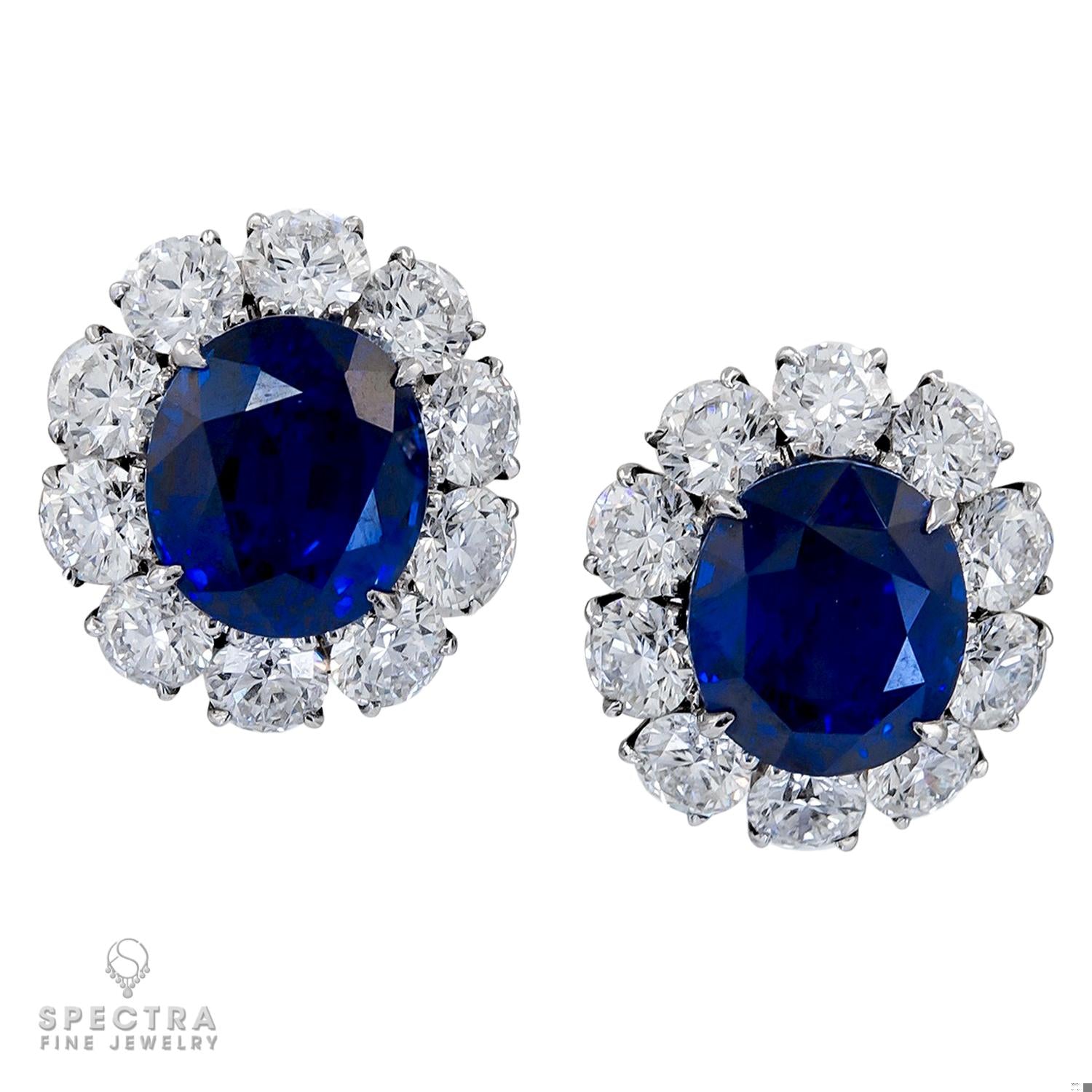 Spectra Fine Jewelry Classic Sapphire Diamond Halo Button Earrings