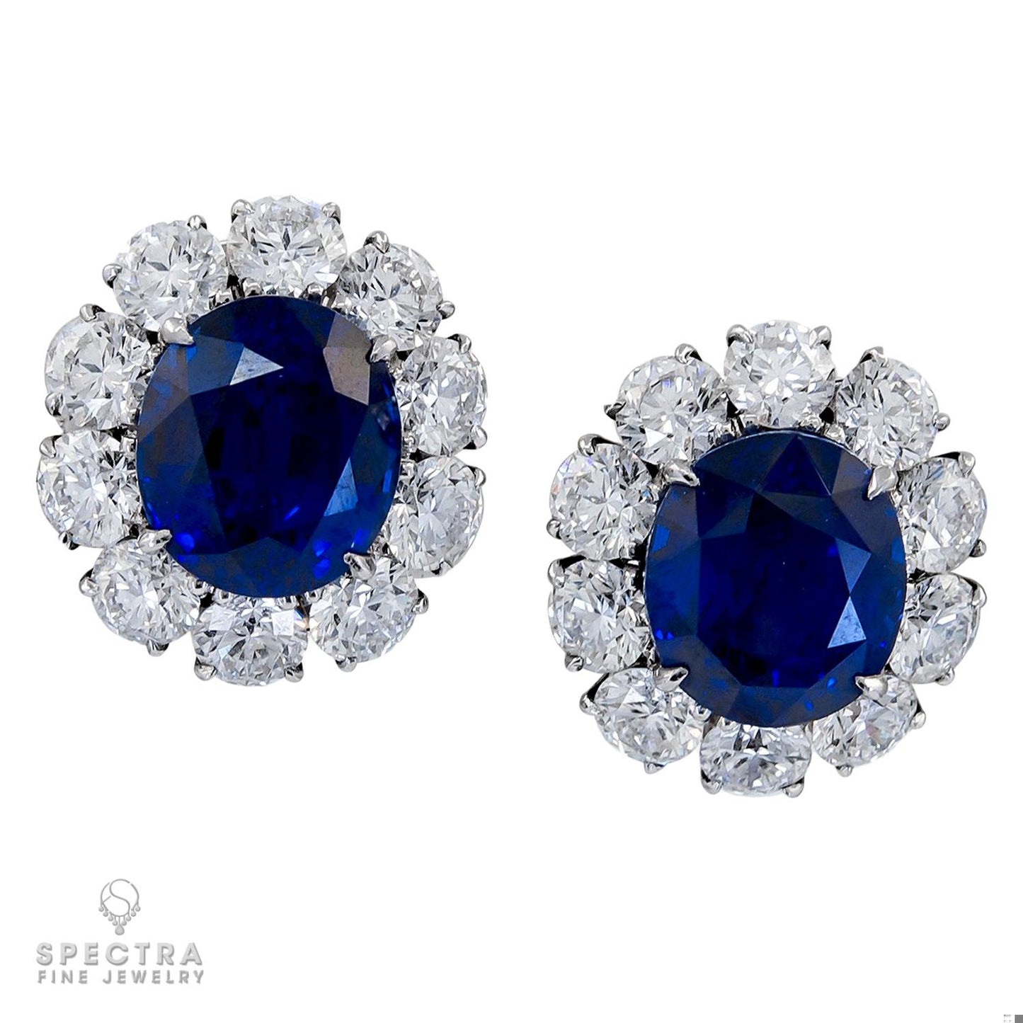 Spectra Fine Jewelry Classic Sapphire Diamond Halo Button Earrings