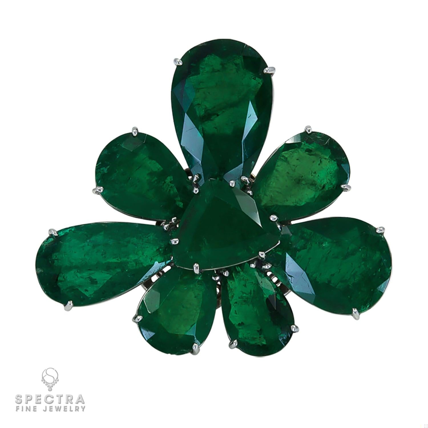 Spectra Fine Jewelry Colombian Emerald Convertible Cluster Ring Pendant