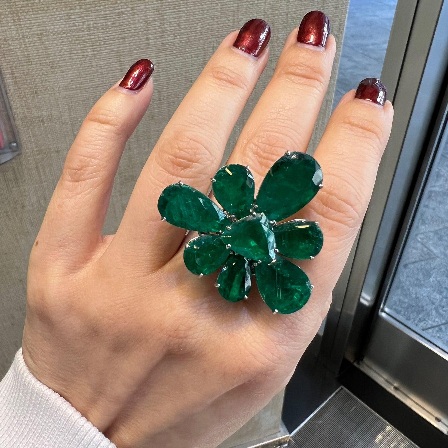 Spectra Fine Jewelry Colombian Emerald Convertible Cluster Ring Pendant