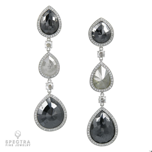 Diamond Hanging Earrings in Platinum – Estate Fine Jewelry