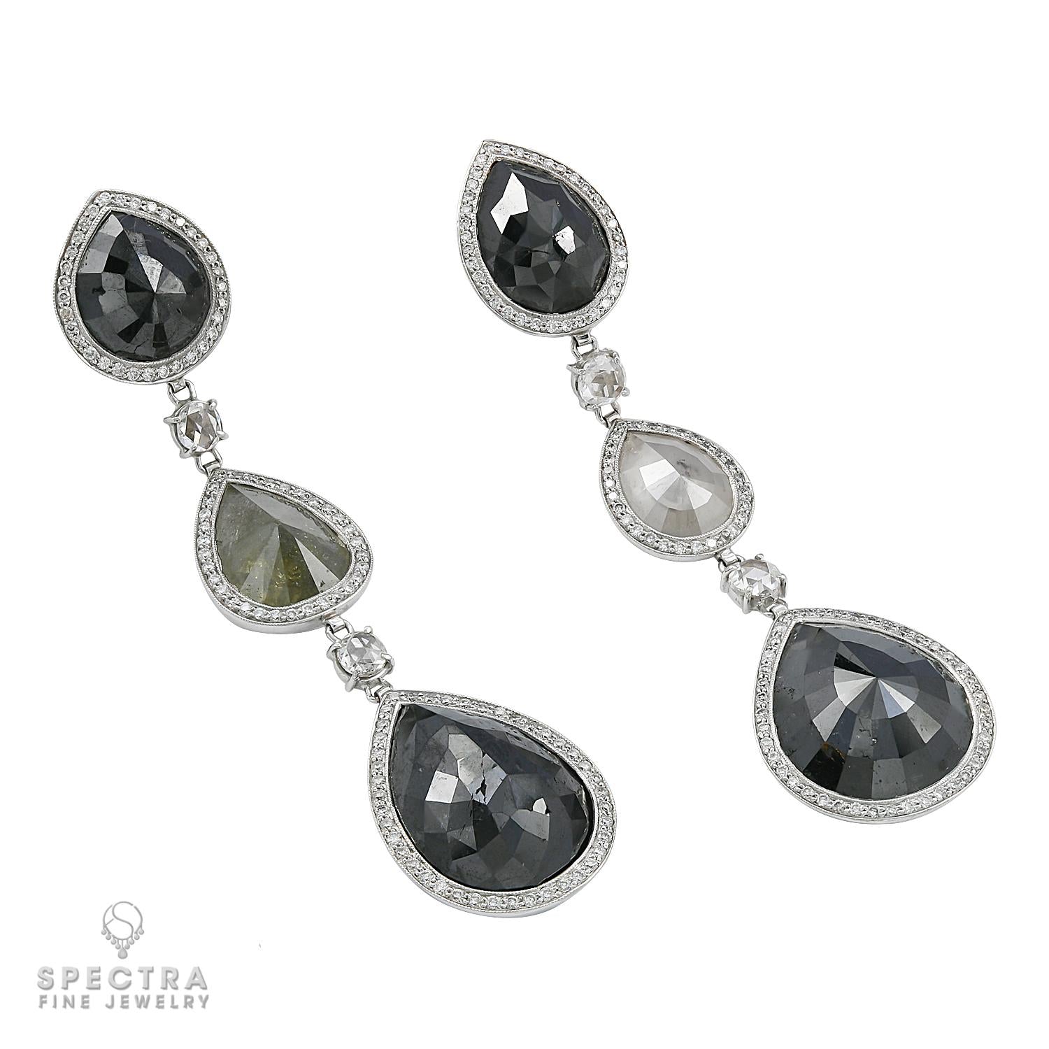Spectra Fine Jewelry Color Diamond Platinum Hanging Earrings