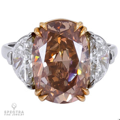 Spectra Fine Jewelry 5.16ct Fancy Brown-Orange Diamond Platinum & 18K Gold Ring