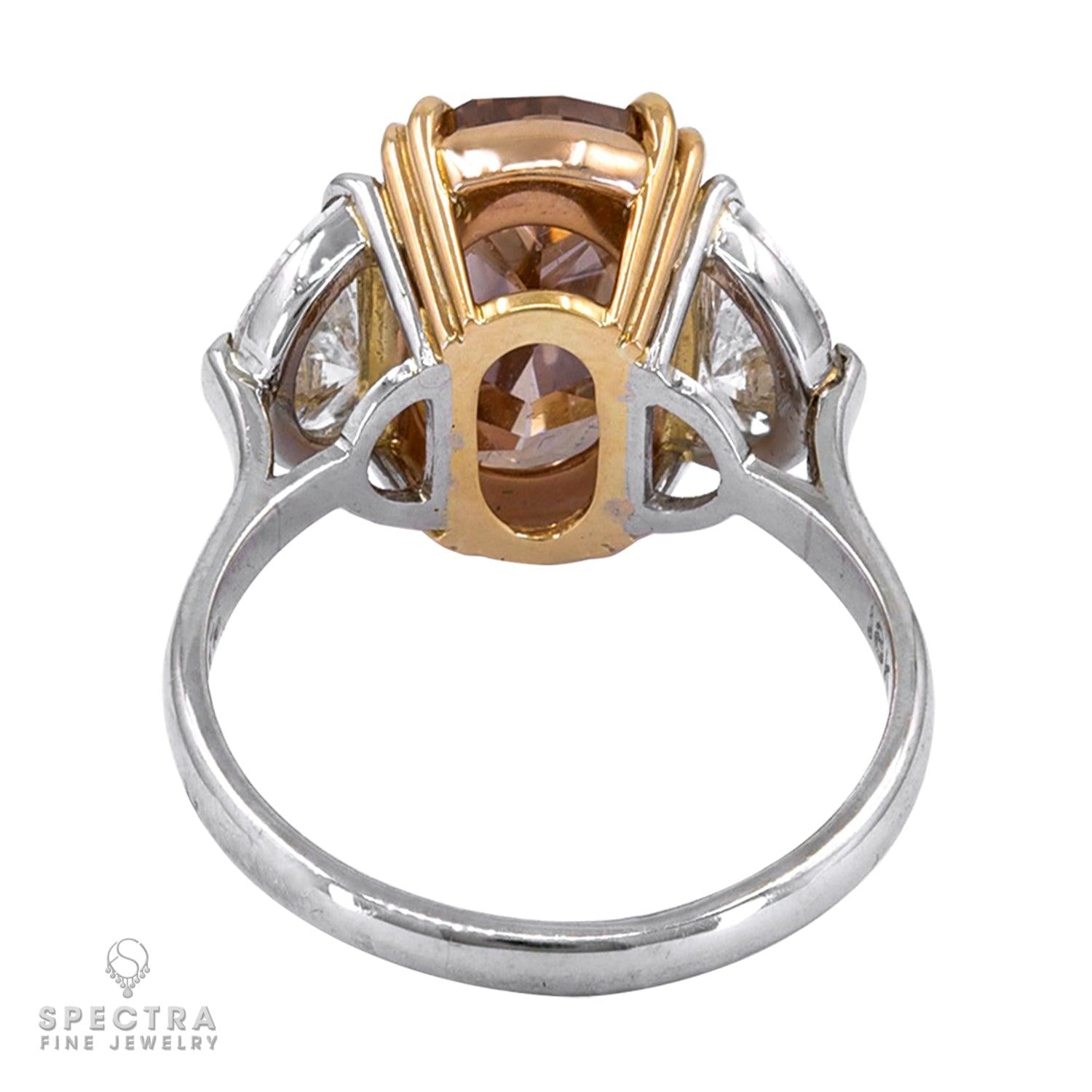 Spectra Fine Jewelry 5.16ct Fancy Brown-Orange Diamond Platinum & 18K Gold Ring
