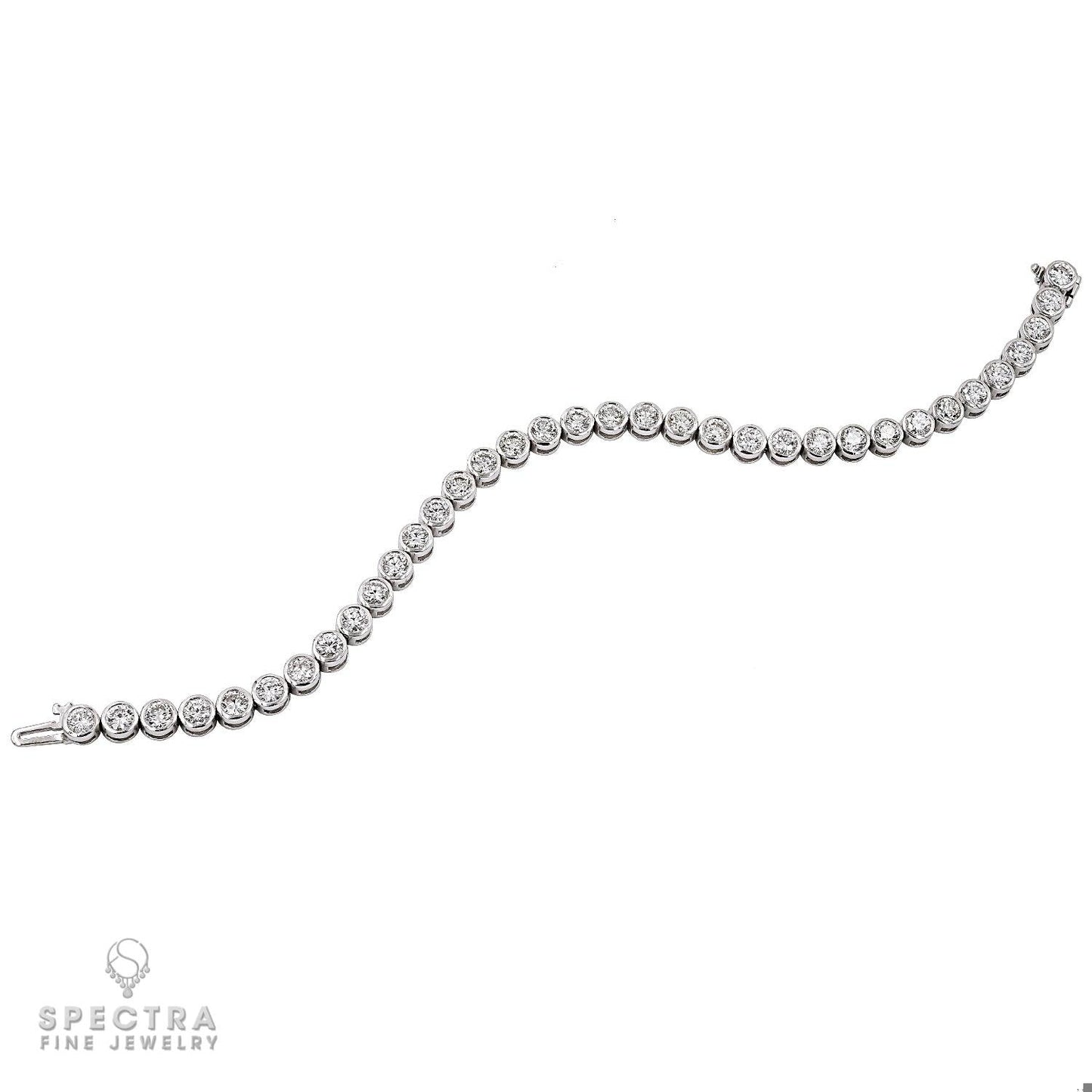 7.12 ct Diamond Bezel Tennis Bracelet in 18K White Gold – Spectra Fine Jewelry