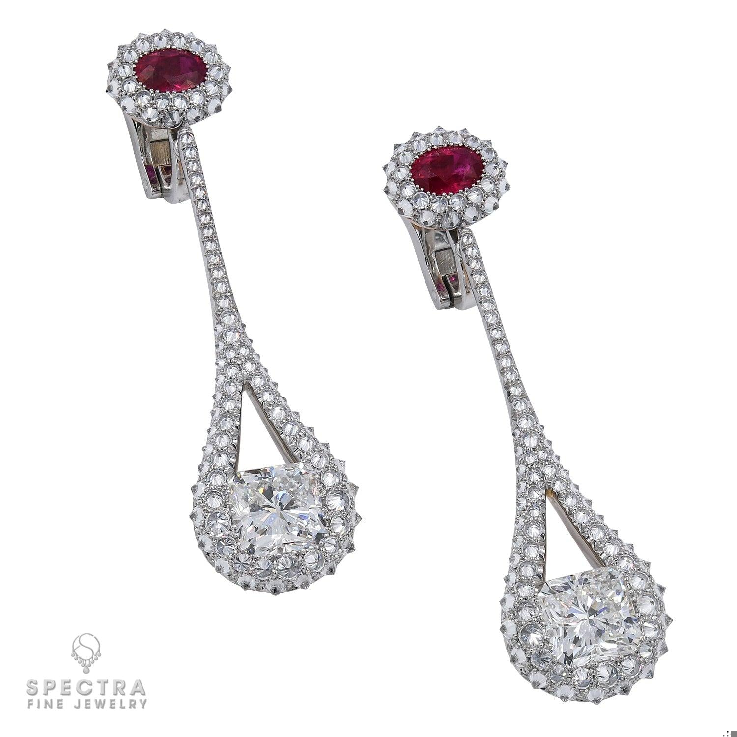 Spectra Fine Jewelry Diamond Burmese Ruby Drop Earrings