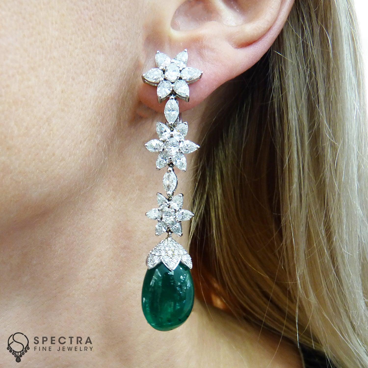 Spectra Fine Jewelry Diamond Colombian Emerald Drop Earrings