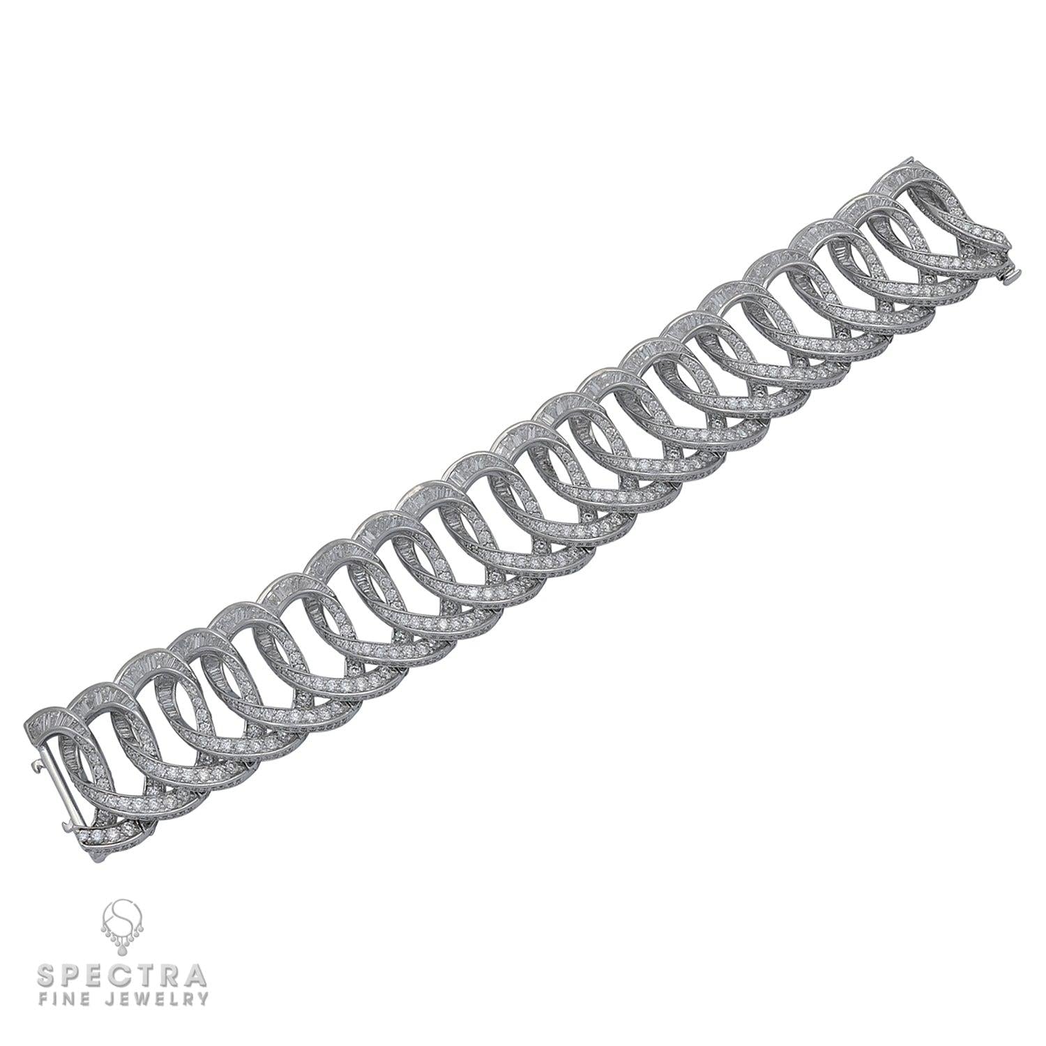 25.05 ct Diamond Pavé Link Bracelet in 18K White Gold - Spectra Fine Jewelry