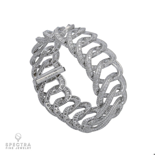 25.05 ct Diamond Pavé Link Bracelet in 18K White Gold - Spectra Fine Jewelry
