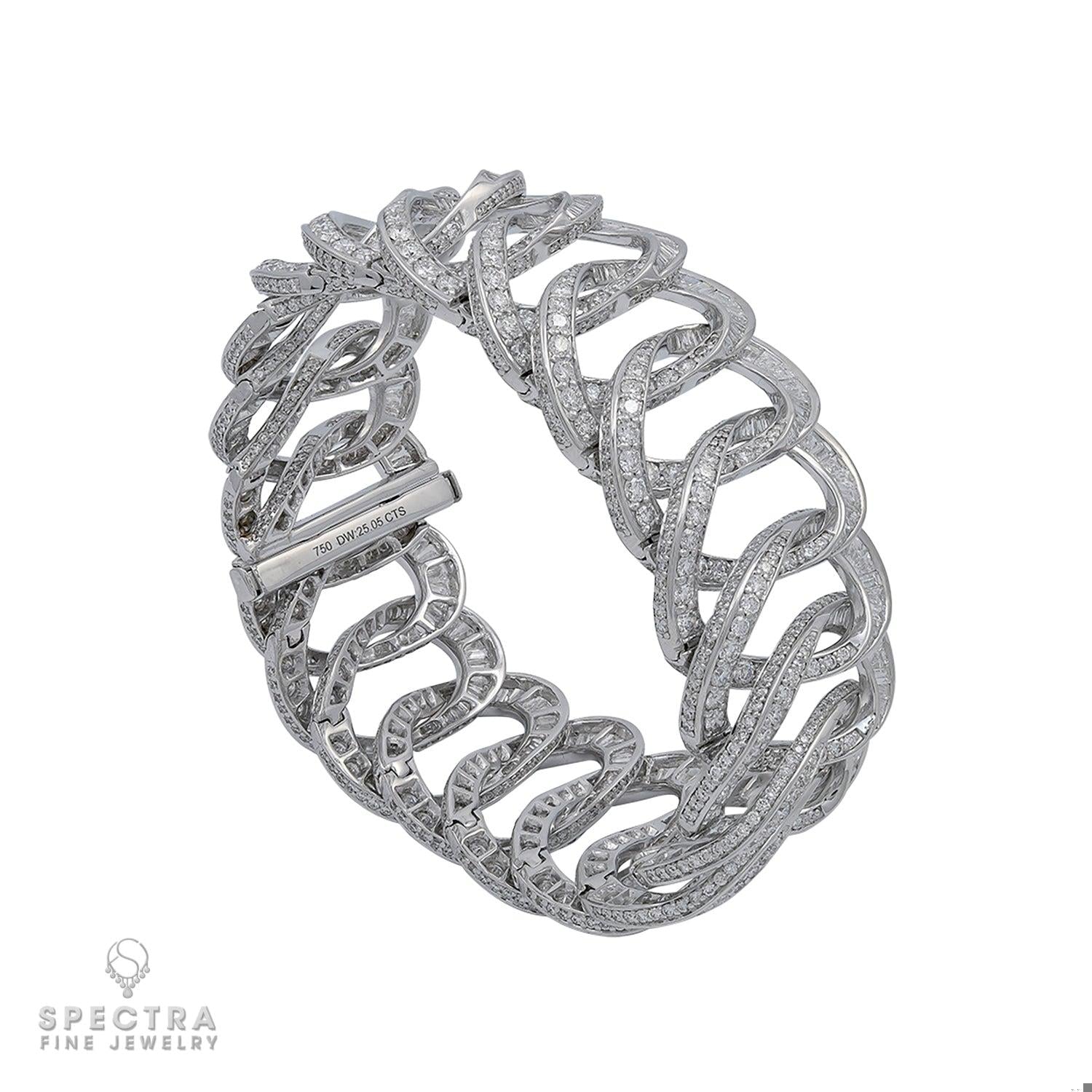 25.05 ct Diamond Pavé Link Bracelet in 18K White Gold - Spectra Fine Jewelry