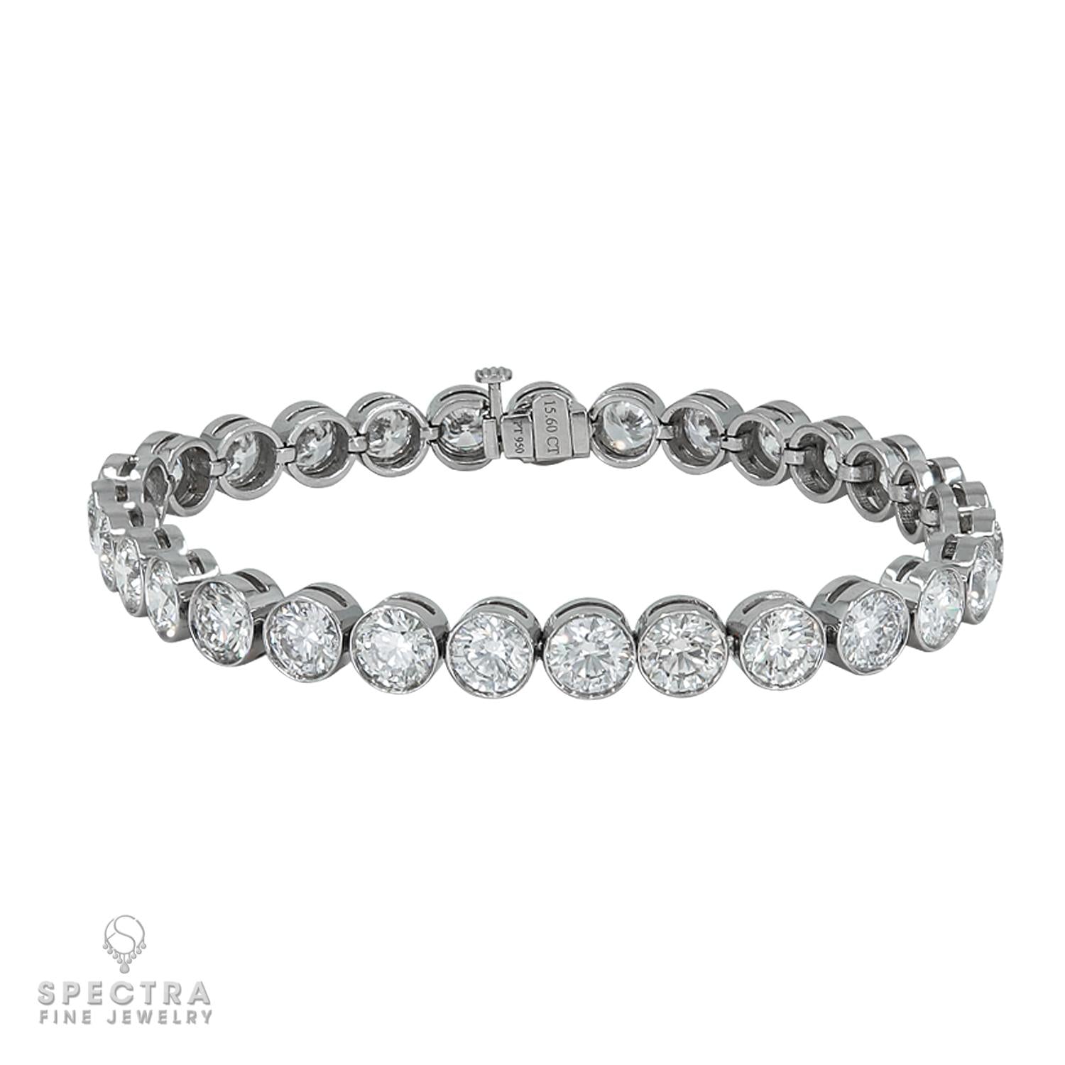 15.6 ct Spectra Diamond Bezel Platinum Tennis Bracelet – Fine Jewelry