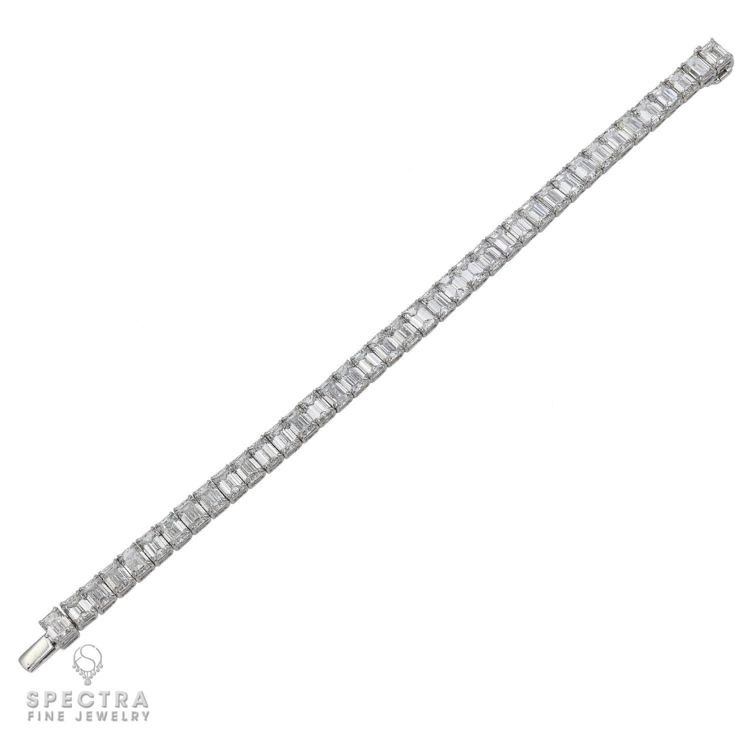 27.95 ct Emerald-Cut Diamond Tennis Bracelet in Platinum – Spectra