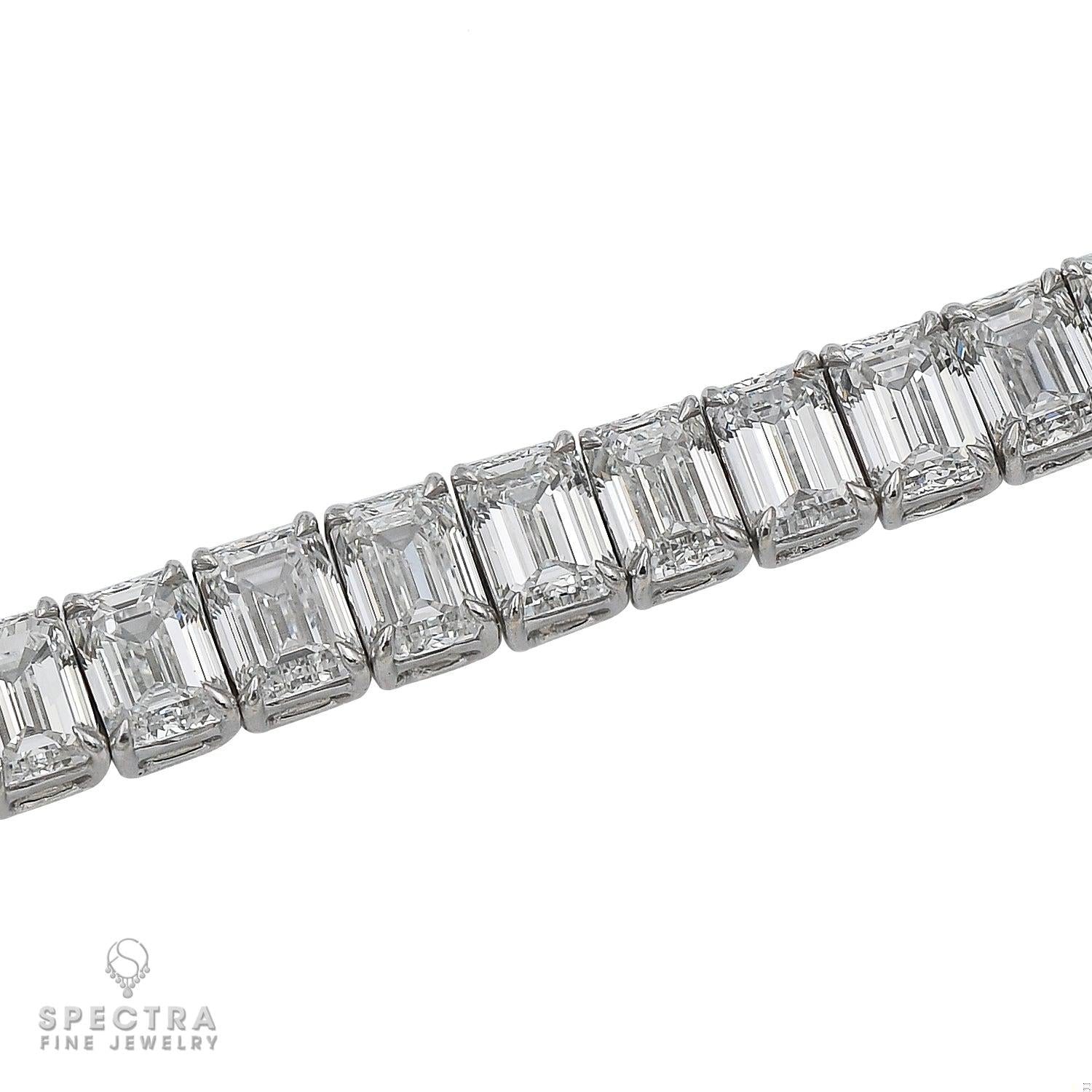 27.95 ct Emerald-Cut Diamond Tennis Bracelet in Platinum – Spectra