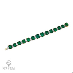 40.64 ct Emerald & Diamond Rivière Bracelet in 18K White Gold – Spectra Fine Jewelry