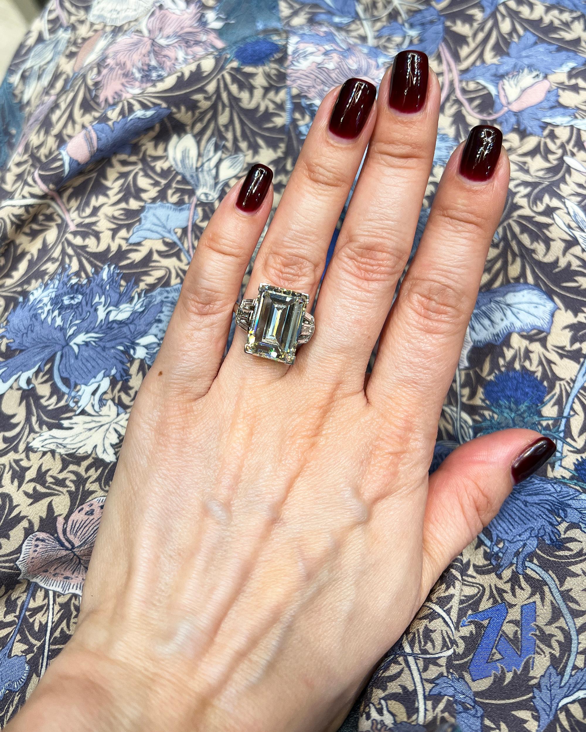 Spectra Fine Jewelry, GIA Certified 11.96 Carat Emerald-Cut Diamond Ring