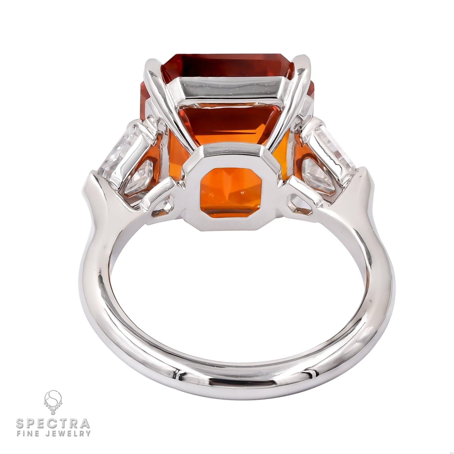 Spectra Fine Jewelry GIA Certified 13.06 Carat Orange Sapphire Diamond Ring