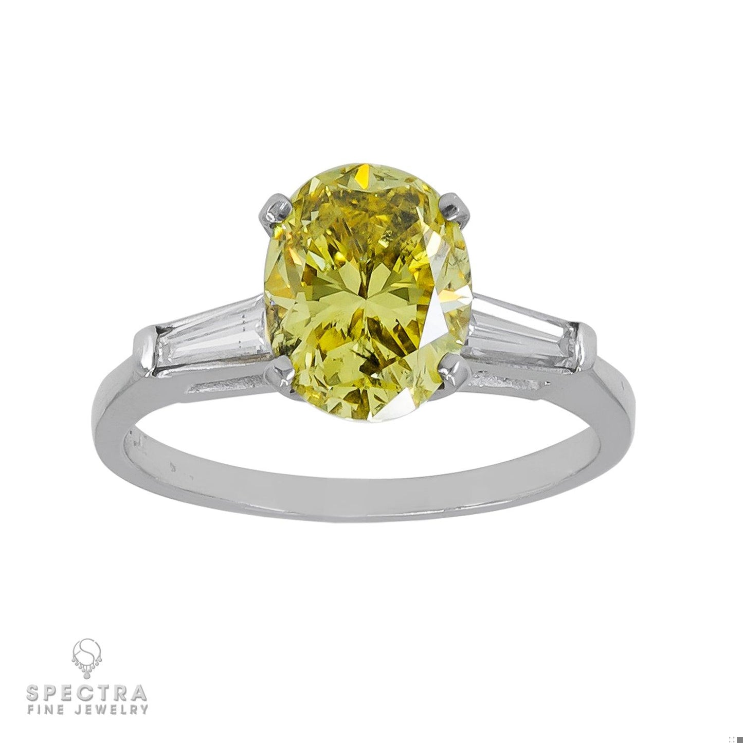 Spectra Fine Jewelry GIA Certified 2.14 Carat Fancy Vivid Yellow Diamond Platinu