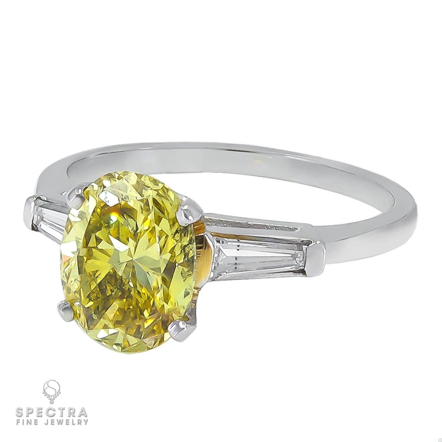 Spectra Fine Jewelry GIA Certified 2.14 Carat Fancy Vivid Yellow Diamond Platinu