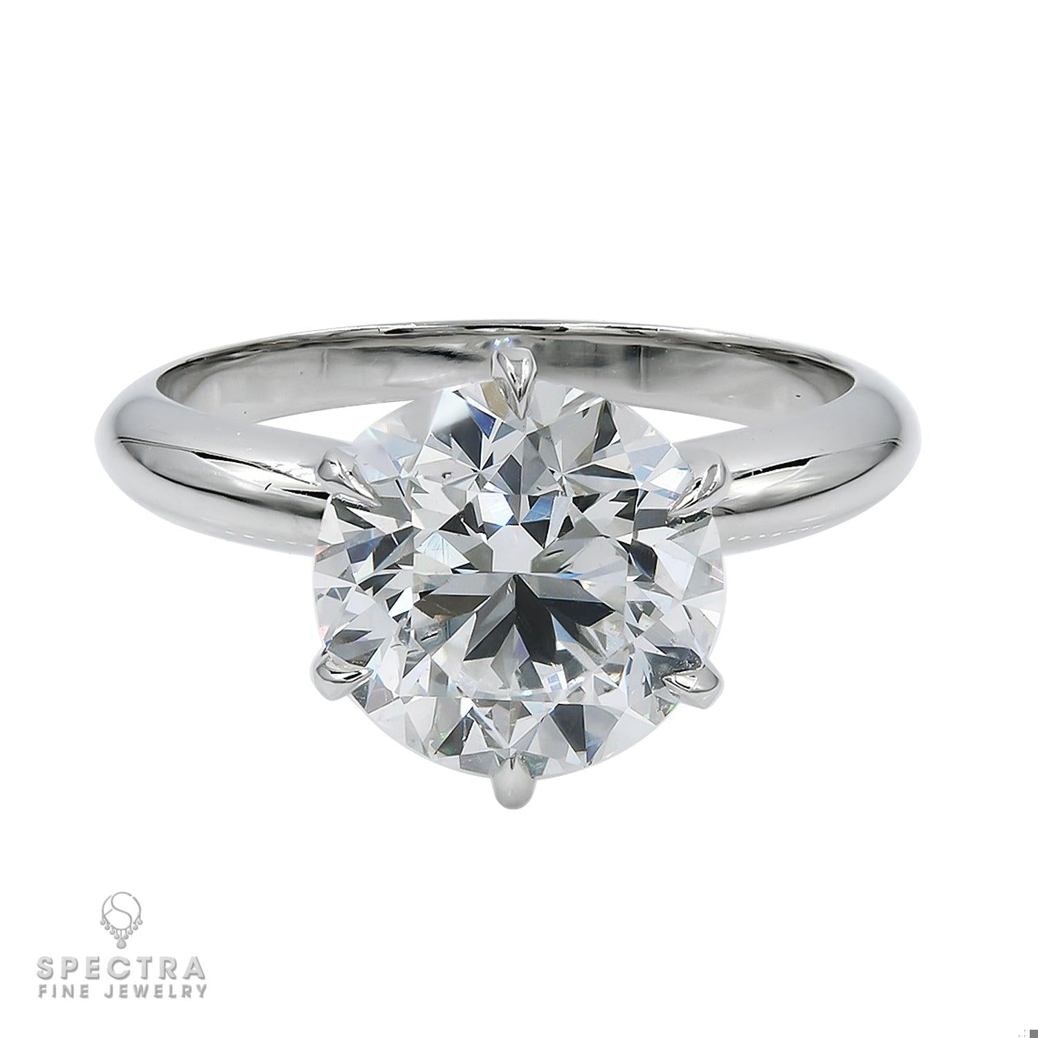 Spectra Fine Jewelry GIA Certified 3.20 Carat Round Diamond Engagement Ring