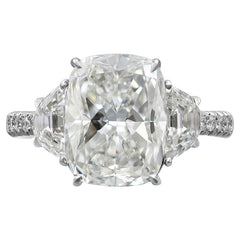 Spectra Fine Jewelry GIA Certified 4.55 Carat H Color Cushion Diamond Ring