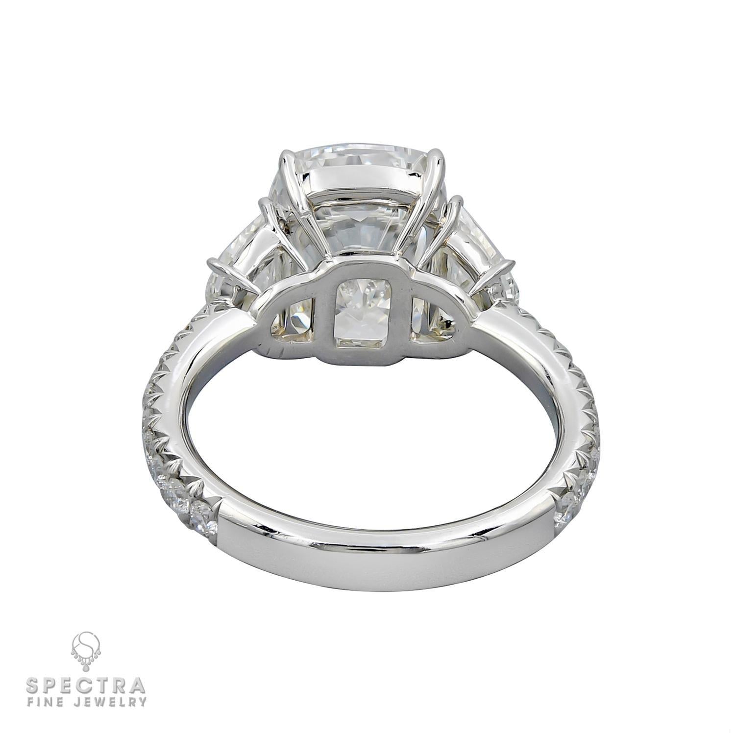 Spectra Fine Jewelry GIA Certified 4.55 Carat H Color Cushion Diamond Ring