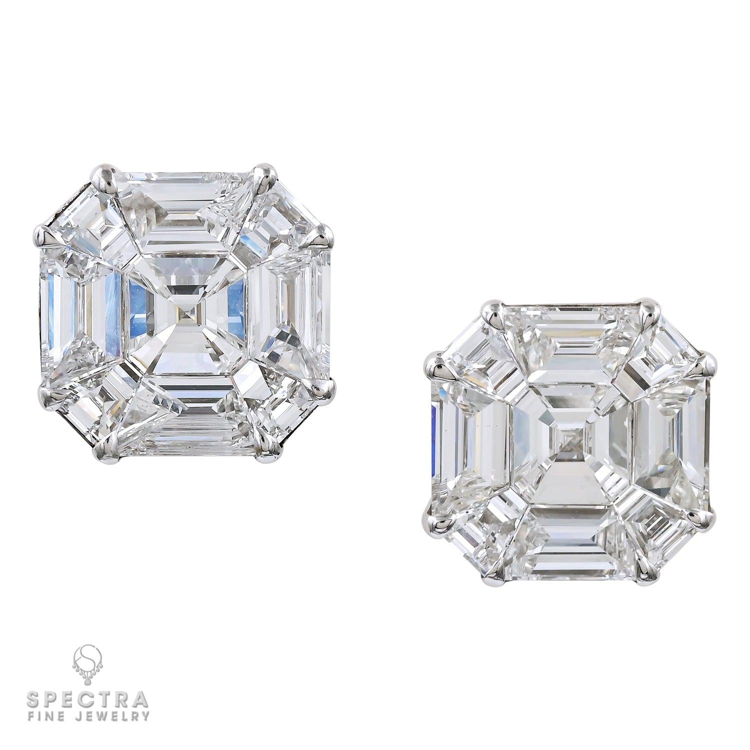 Spectra Fine Jewelry Illusion Ascher Diamond Stud Earrings 10.74ct