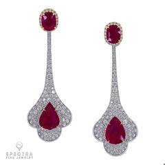 Spectra Fine Jewelry Ruby Diamond Drop Earrings 20.24ct