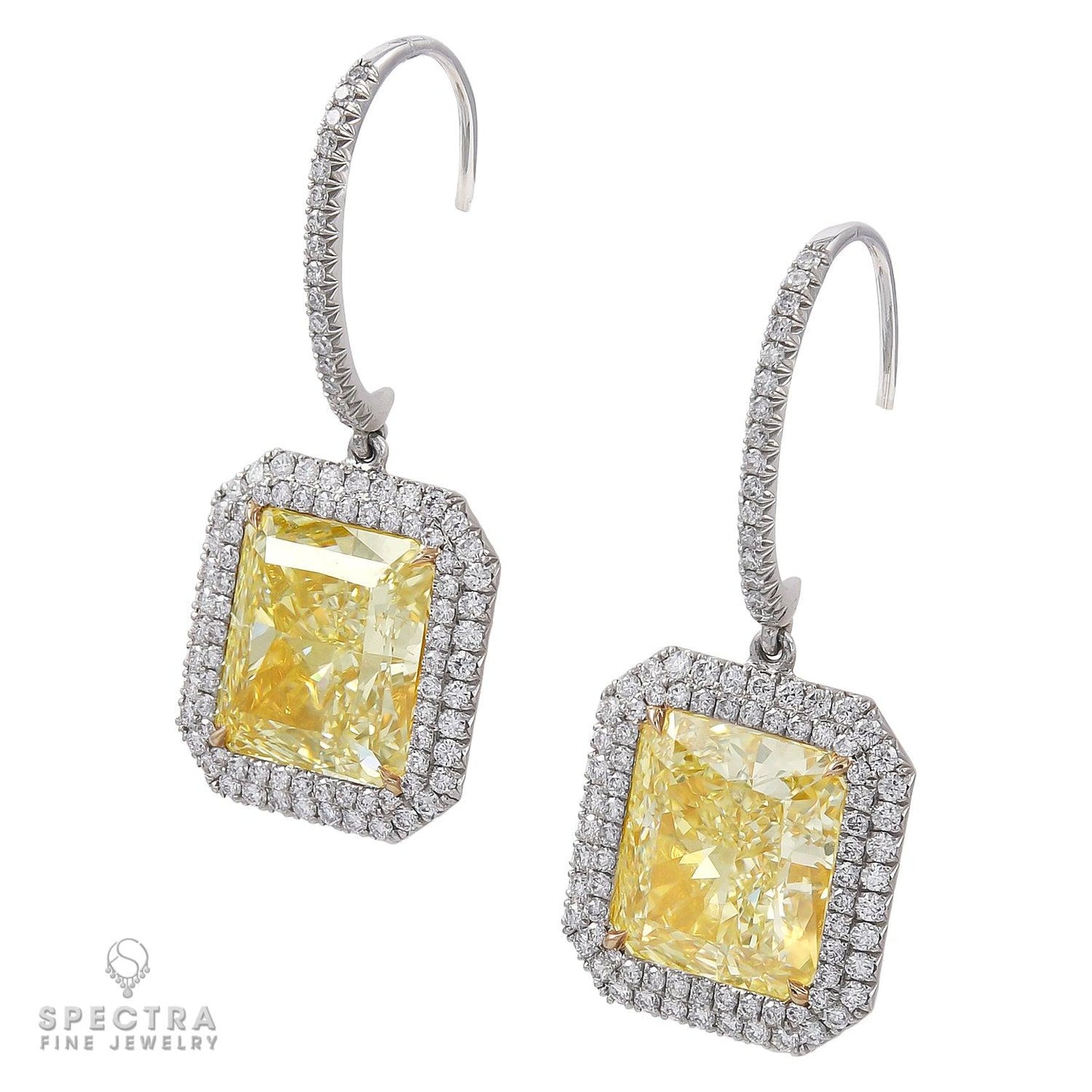 Spectra Fine Jewelry  13.79 cts. Yellow Diamond Halo Drop Earrings
