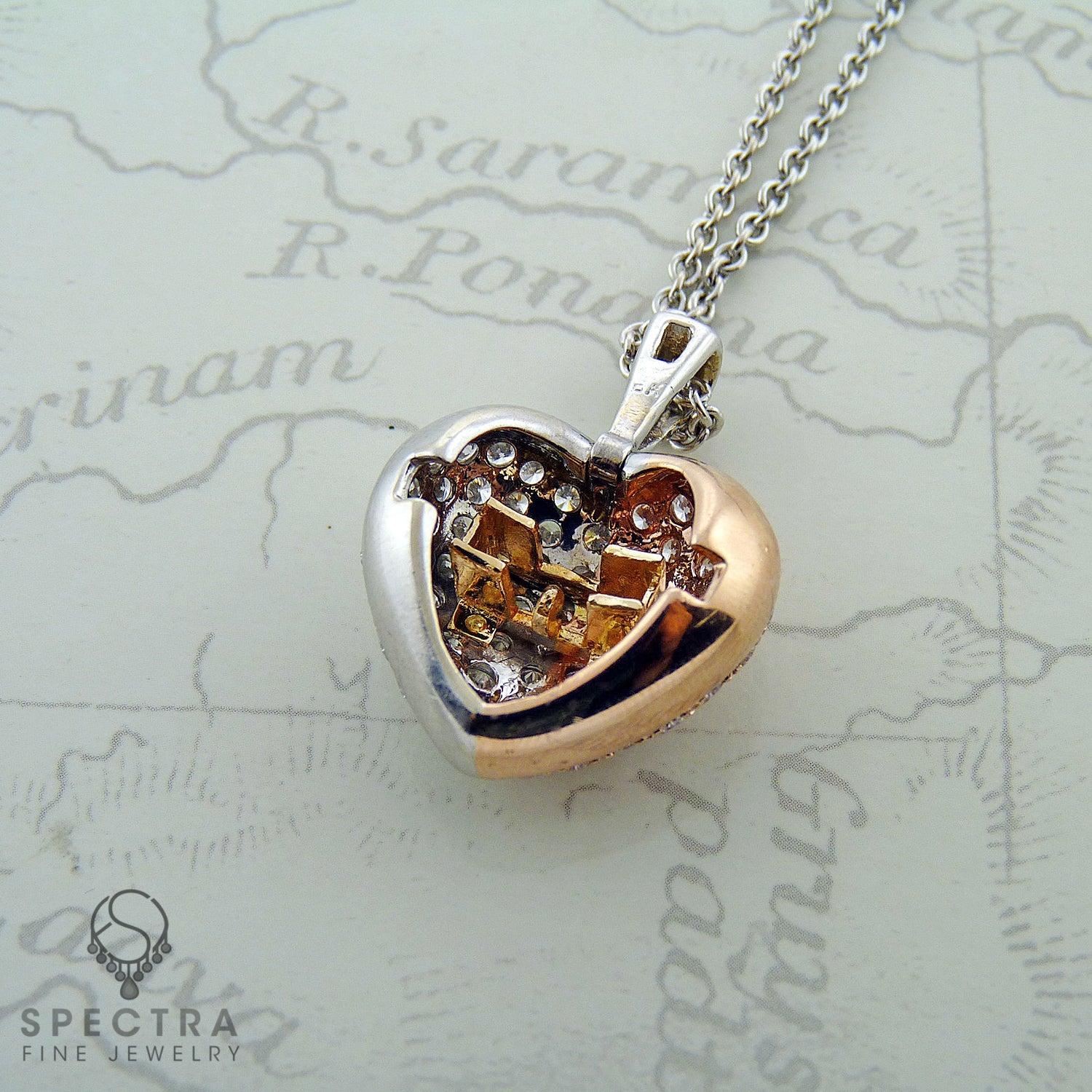 Stunning Heart Shaped Diamond Pendant - 18K White Gold